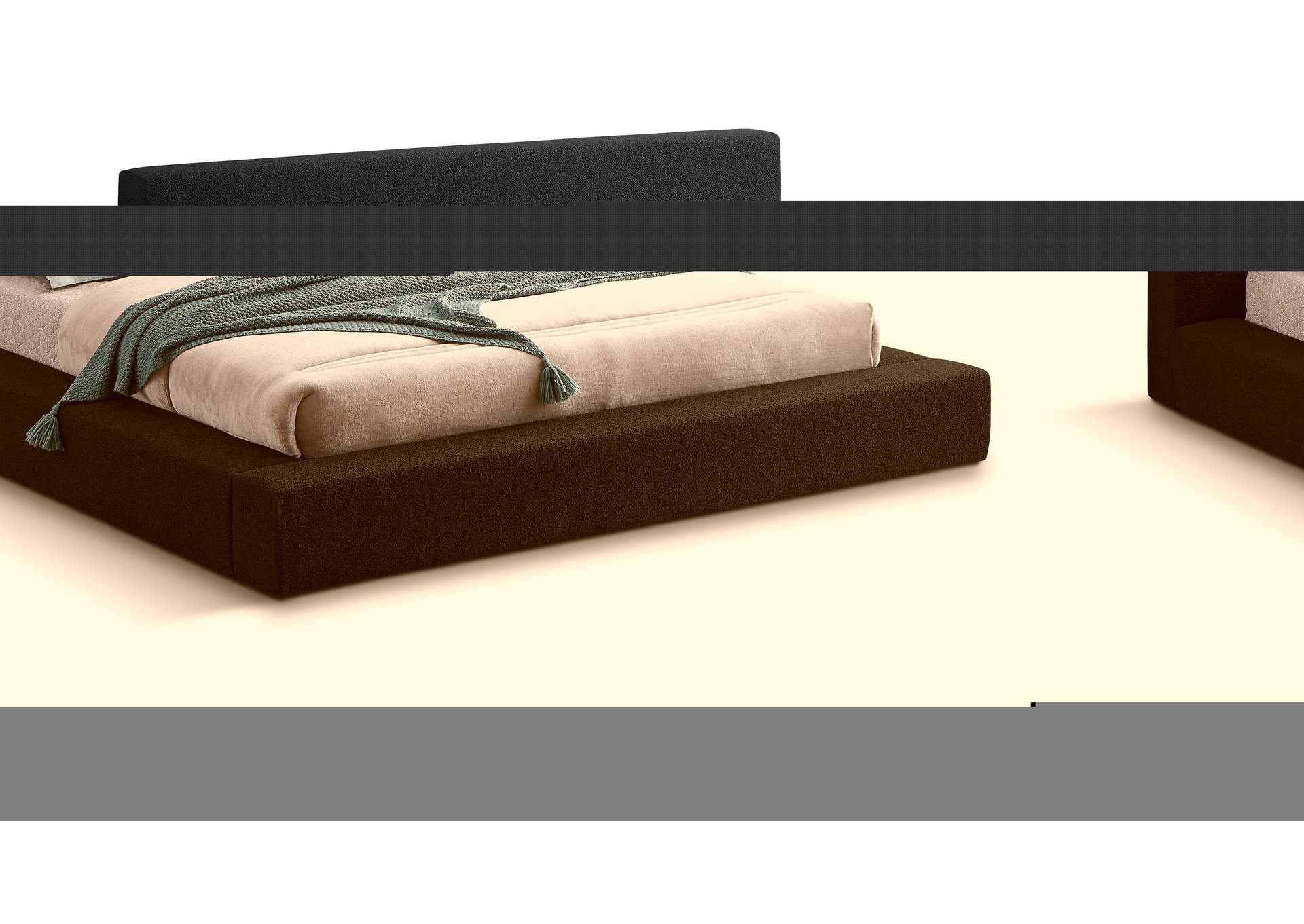 Terra Black Boucle Fabric Queen Bed
