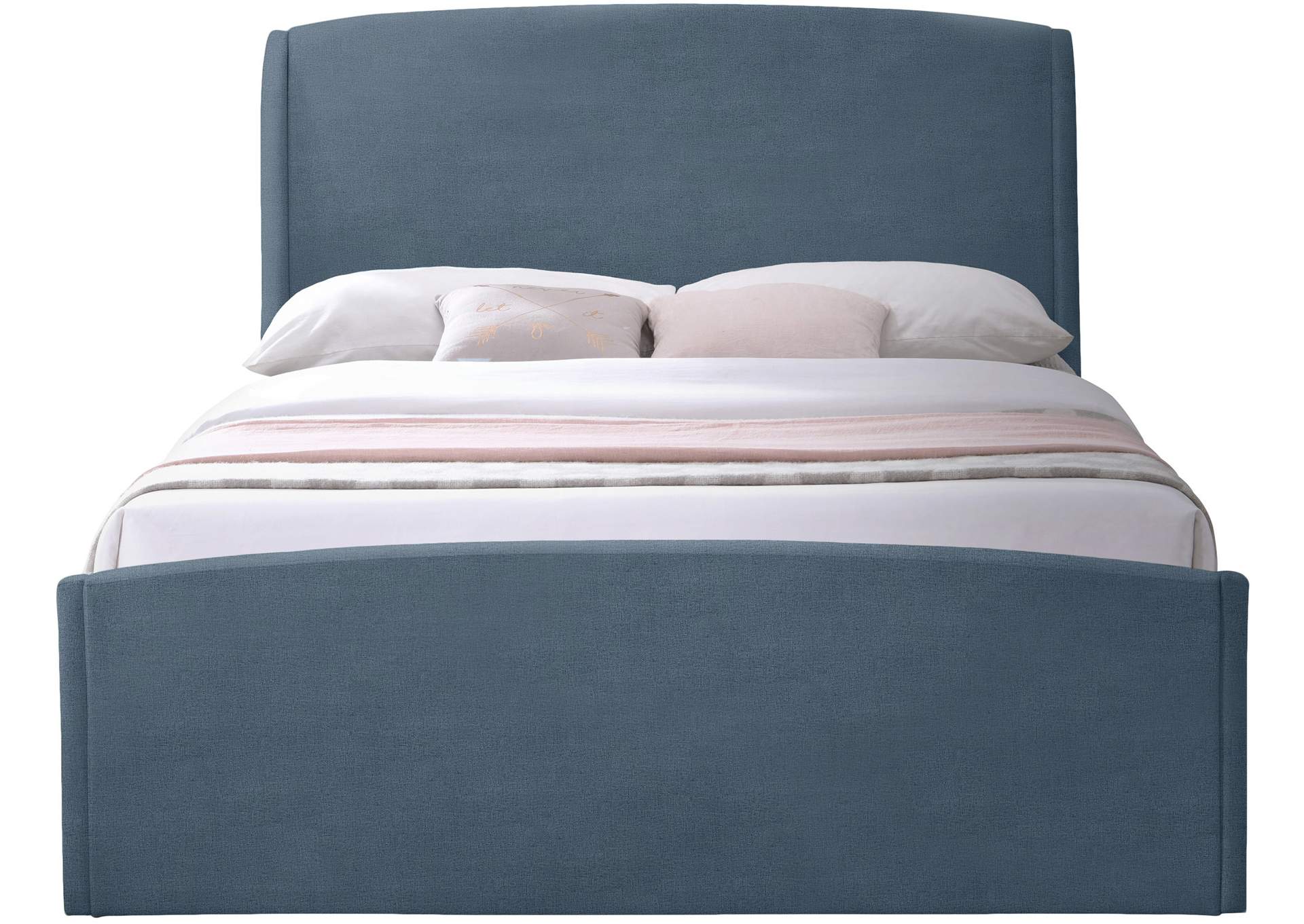 Twin Blue Velvet Queen Bed (3 Boxes)