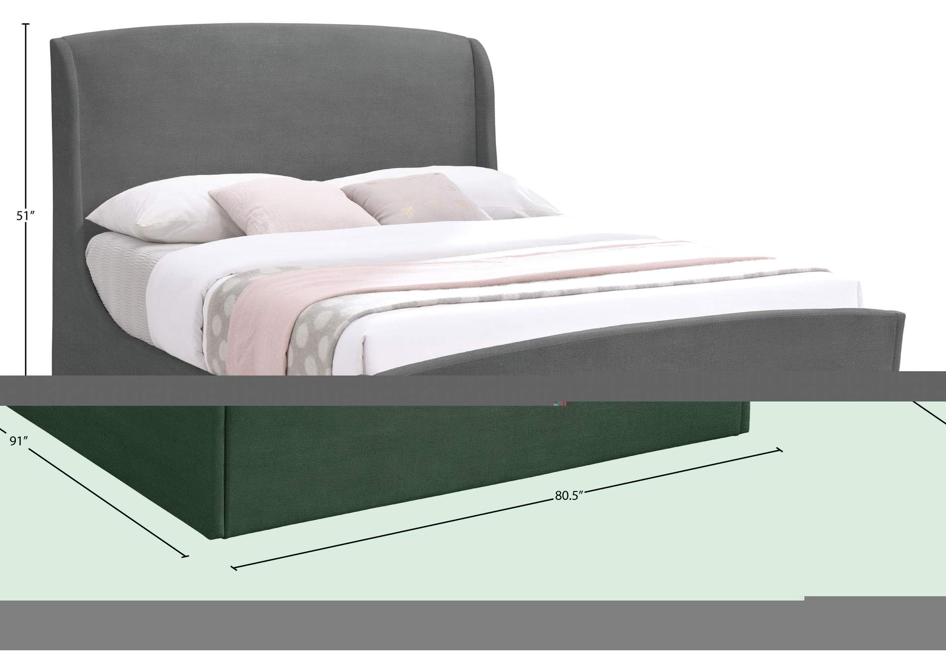 Twin Grey Velvet King Bed (3 Boxes)
