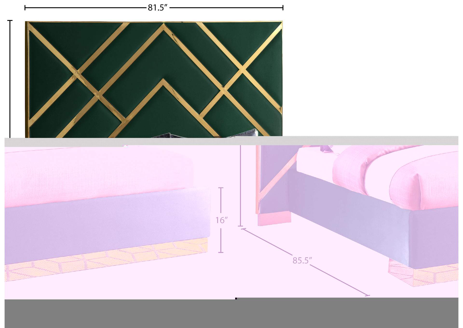 Vector Green Velvet Queen Bed