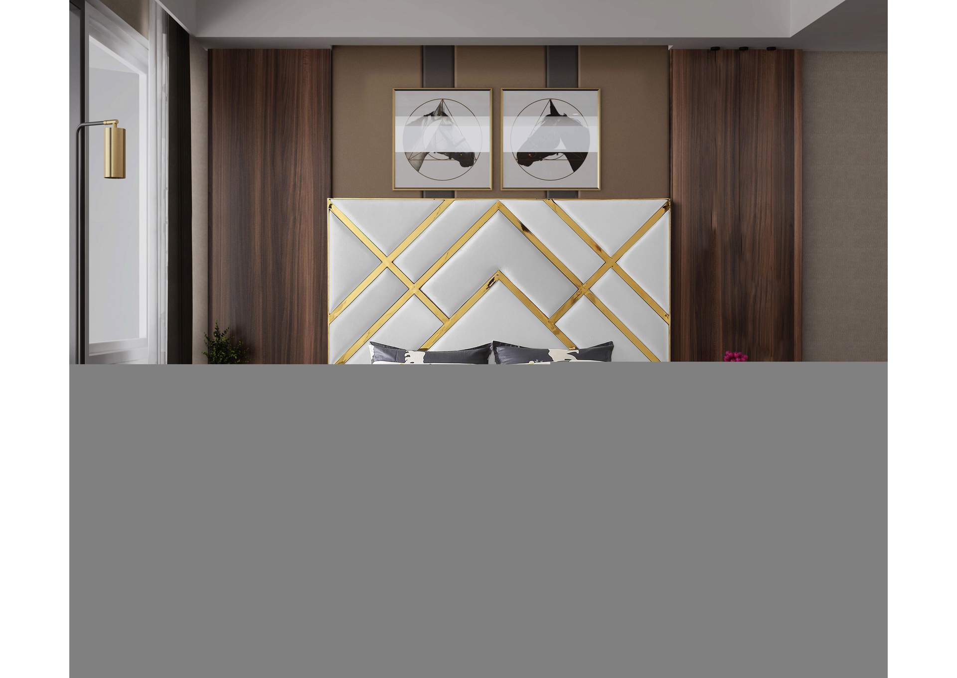 Vector White Vegan Leather King Bed