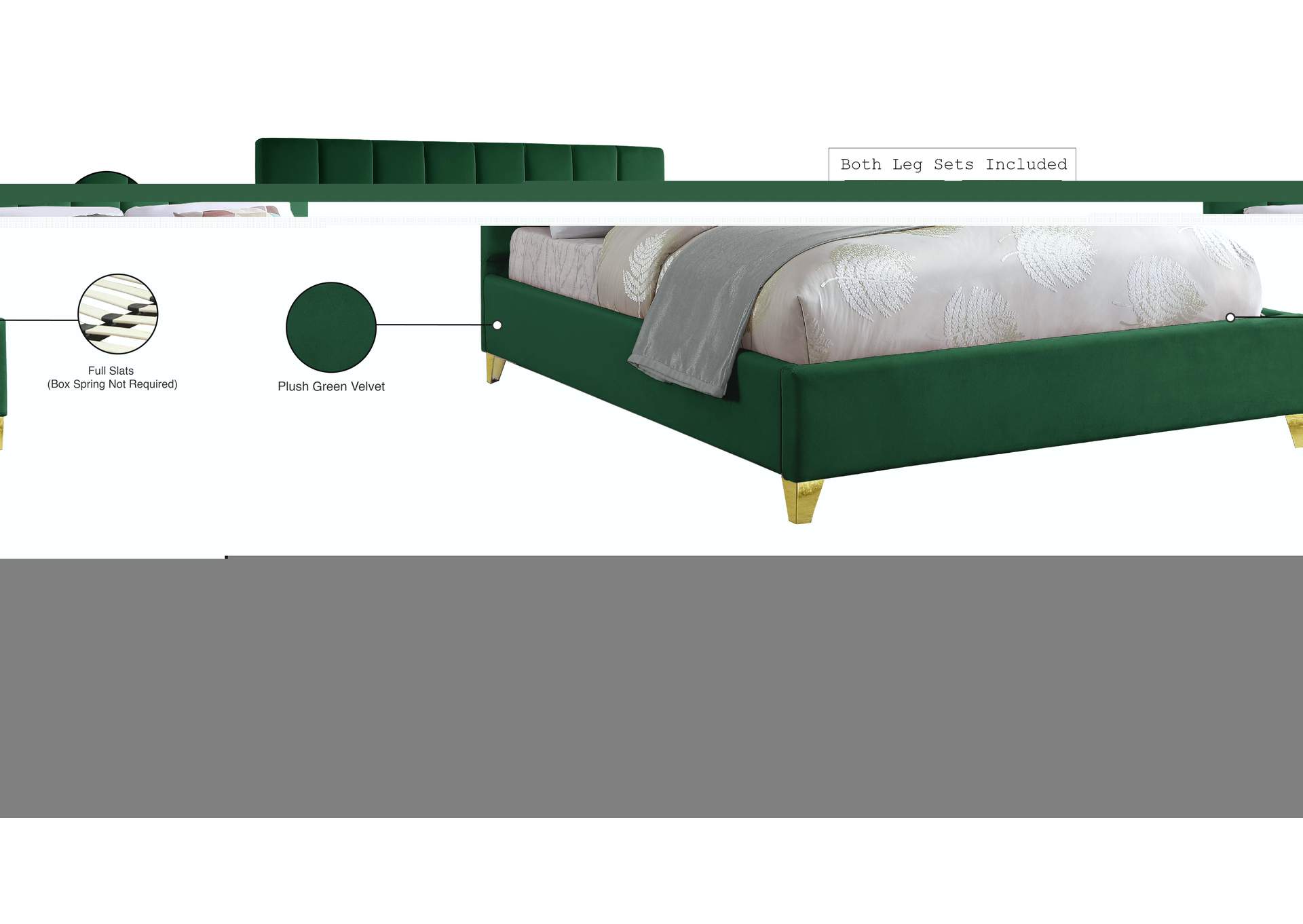 Via Green Velvet Full Bed