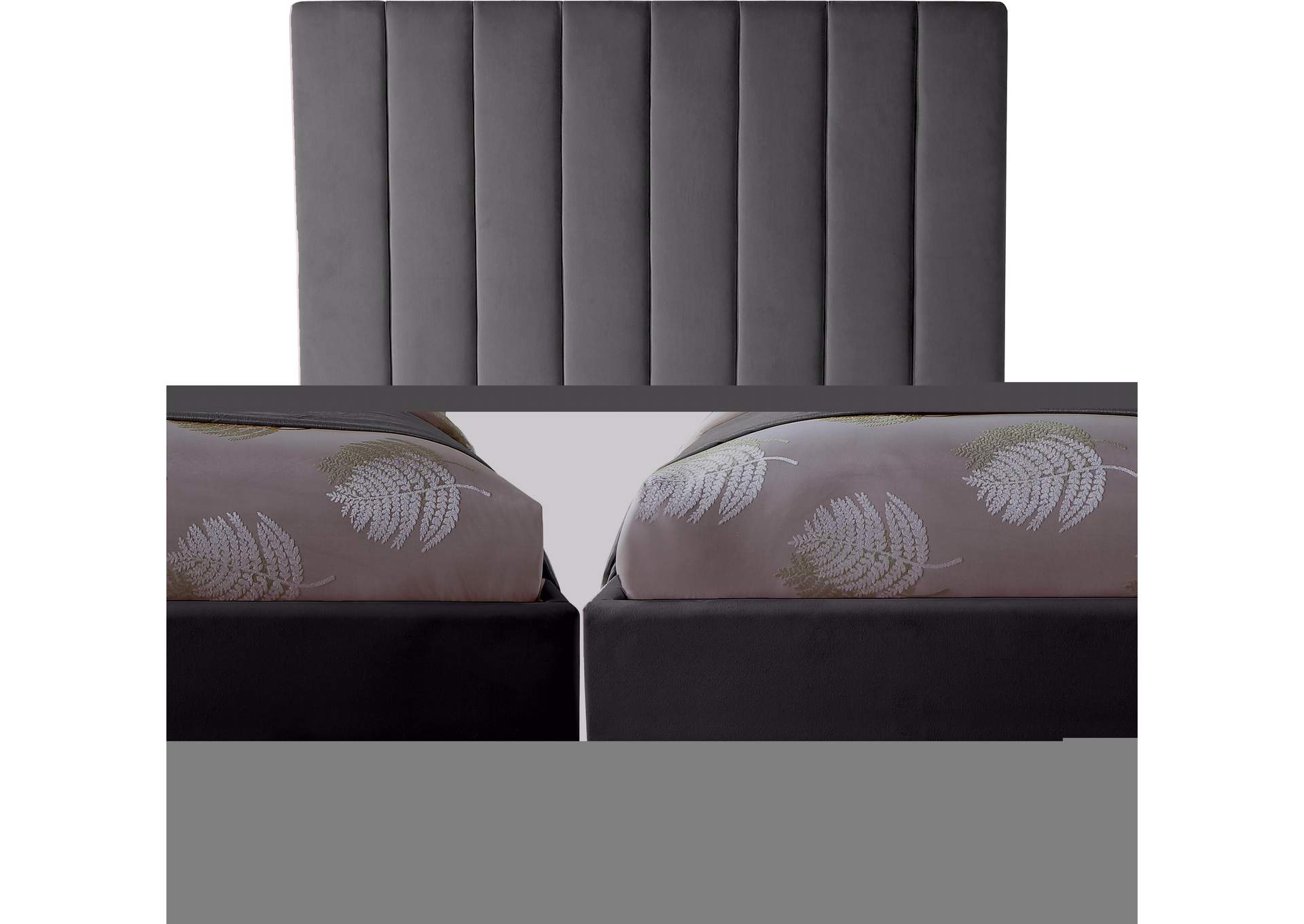 Via Grey Velvet Queen Bed