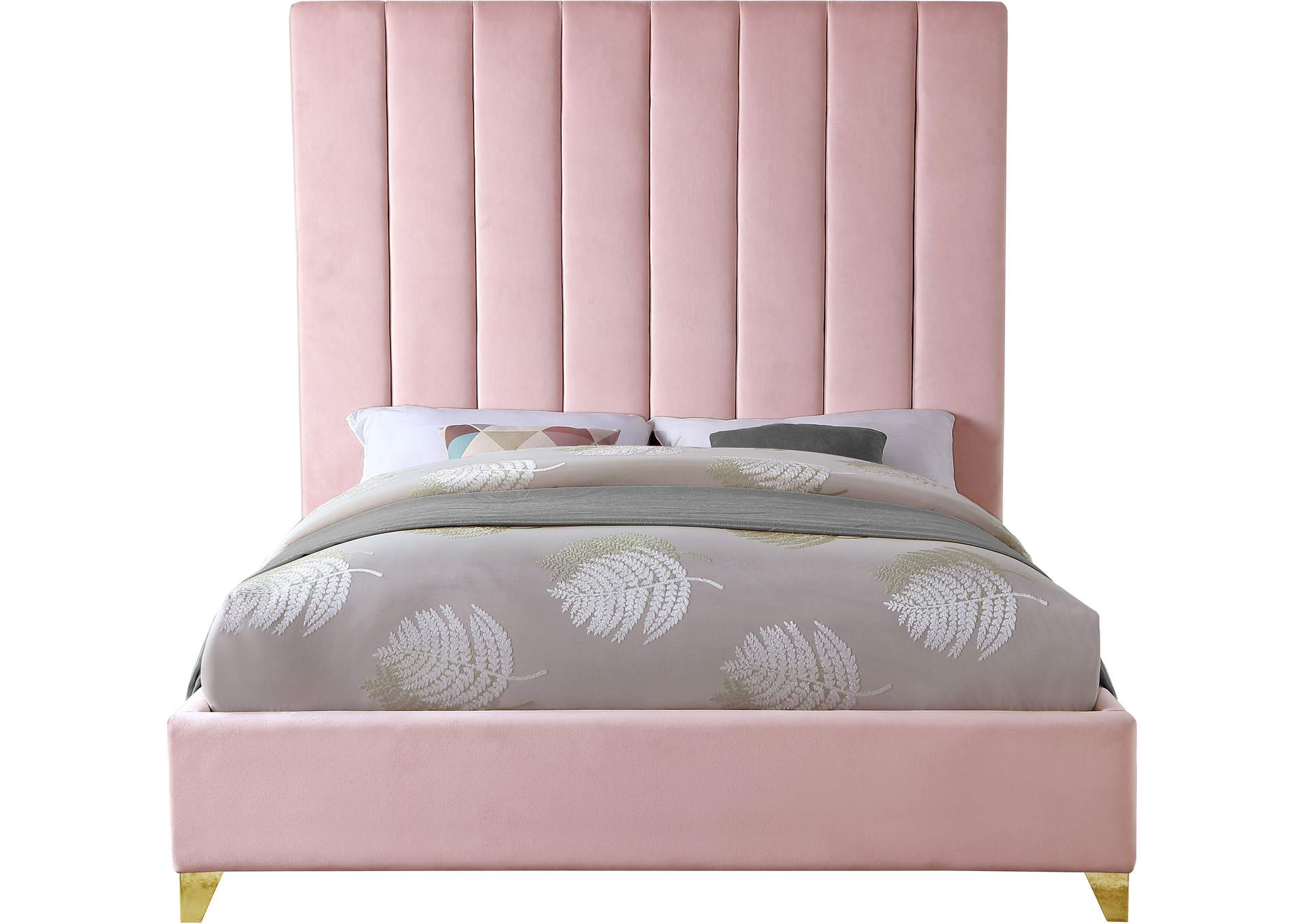 Via Pink Velvet Full Bed