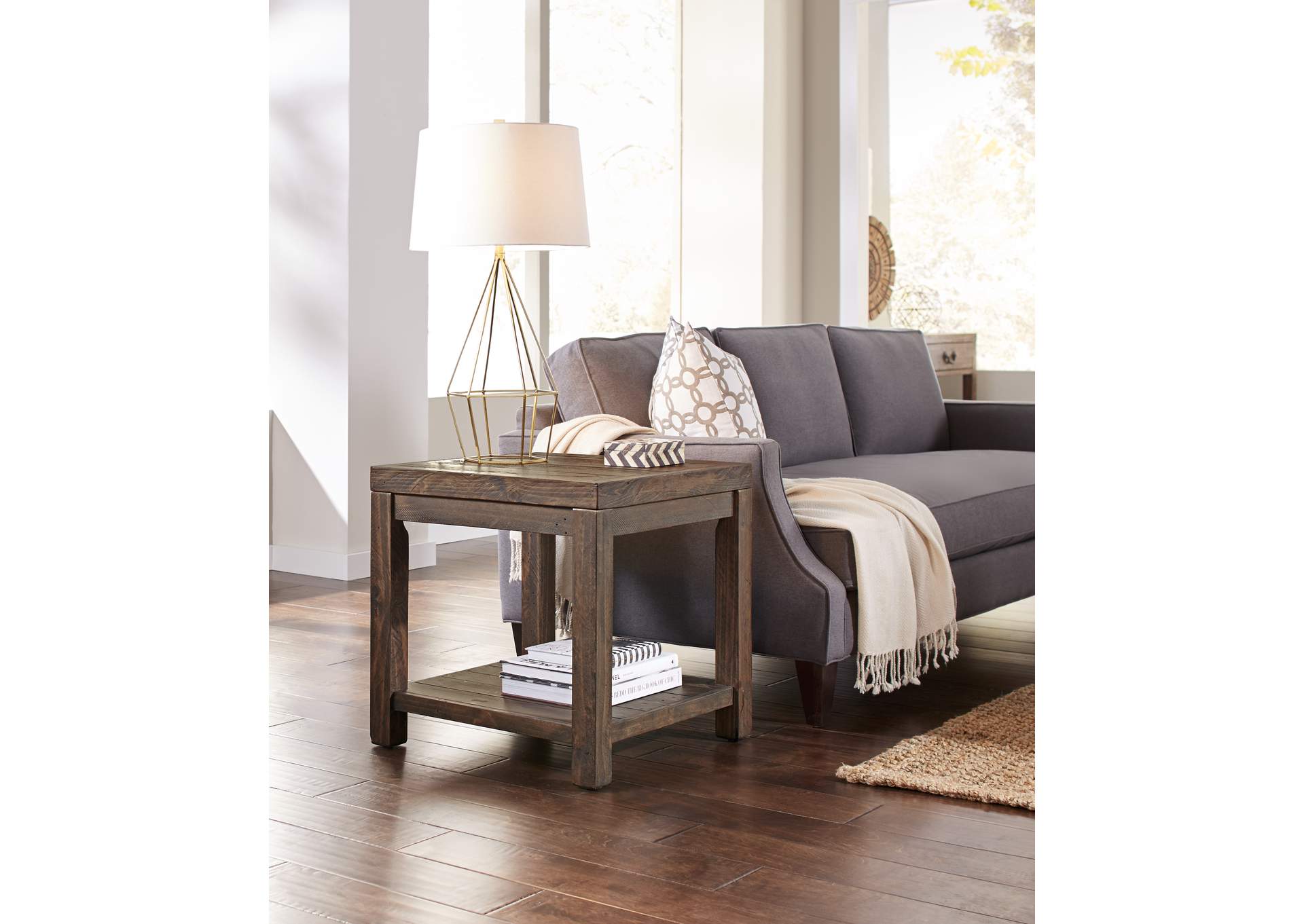 Craster Reclaimed Wood Square Side Table In Smoky Taupe image 1