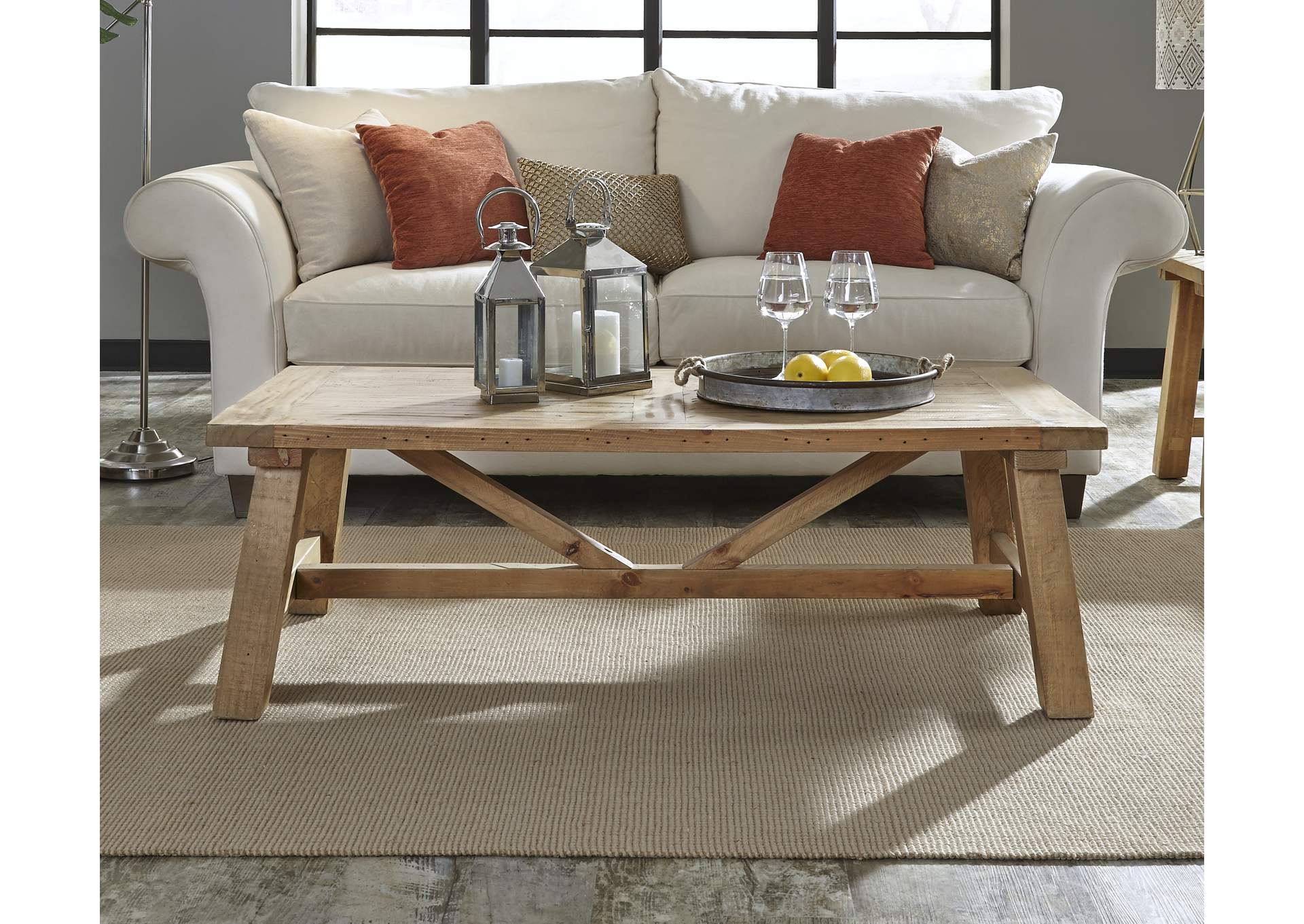 Harby Reclaimed Wood Rectangular Coffee Table In Rustic Tawny image 1