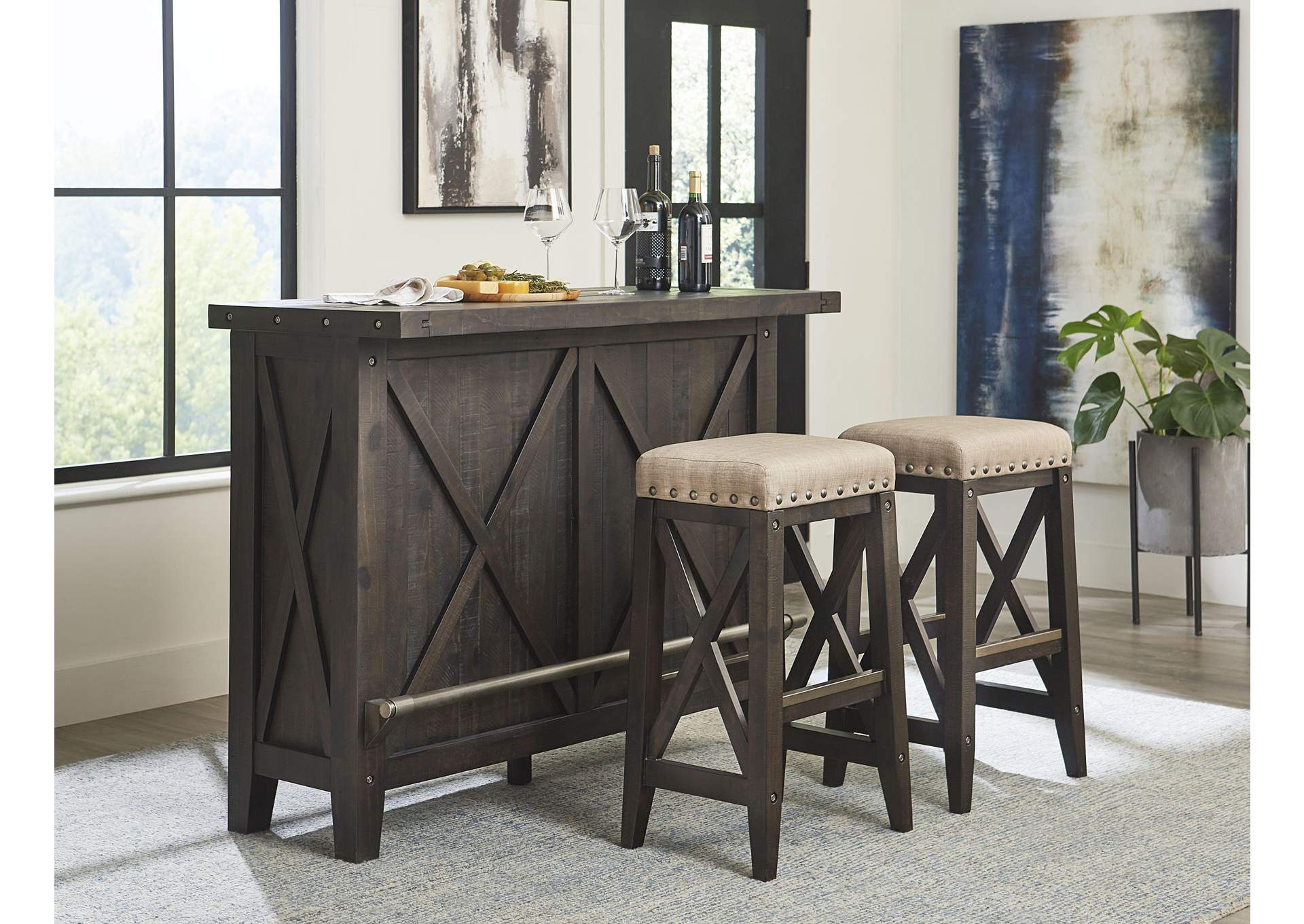 Yosemite Solid Wood Upholstered Bar Stool In Cafe image 3
