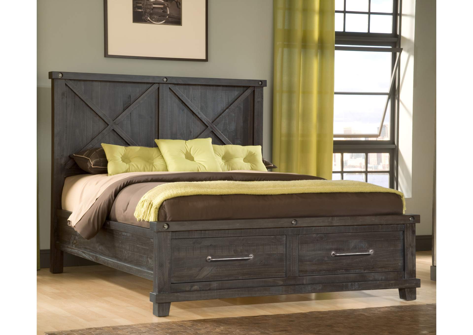 Yosemite Solid Wood Footboard Storage Bed In Cafe image 1