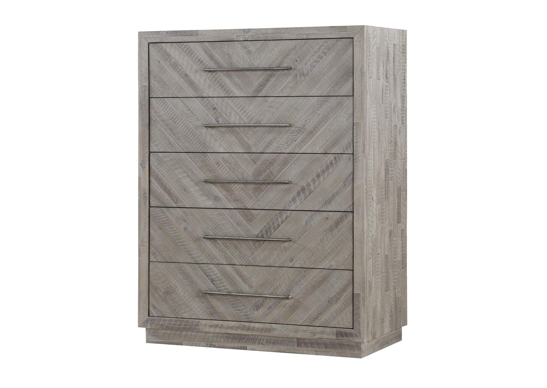 Alexandra Solid Wood Five Drawer Chest In Rustic Latte (2024) image 4