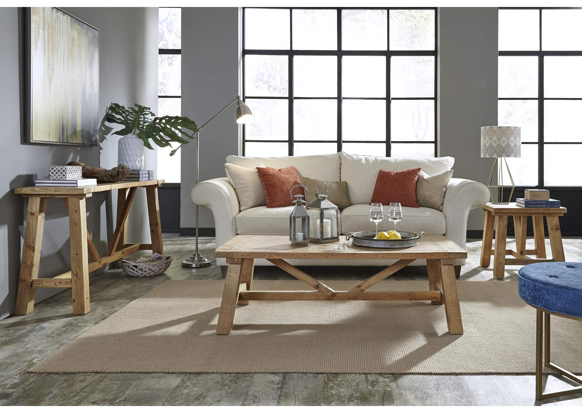 Harby Reclaimed Wood Rectangular Coffee Table In Rustic Tawny image 3