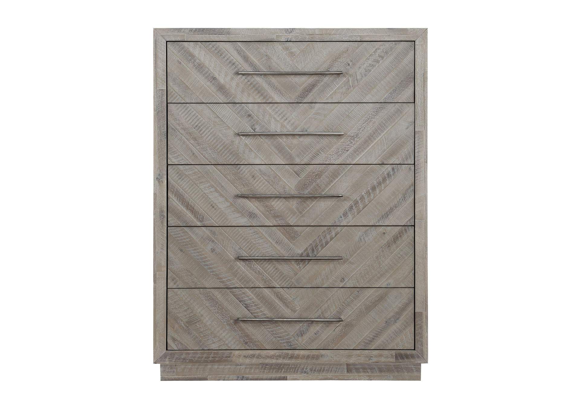 Alexandra Solid Wood Five Drawer Chest In Rustic Latte (2024) image 5