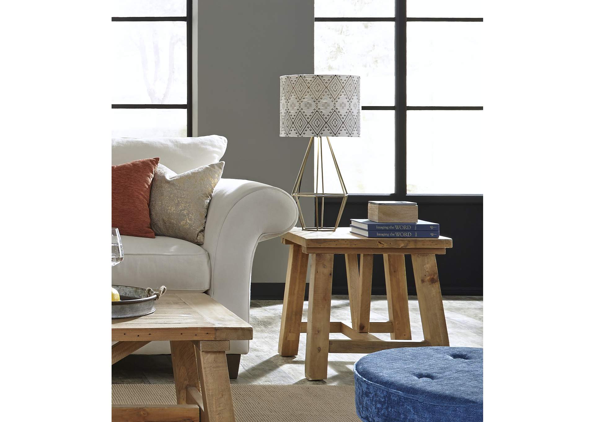 Harby Reclaimed Wood Square Side Table In Rustic Tawny image 1