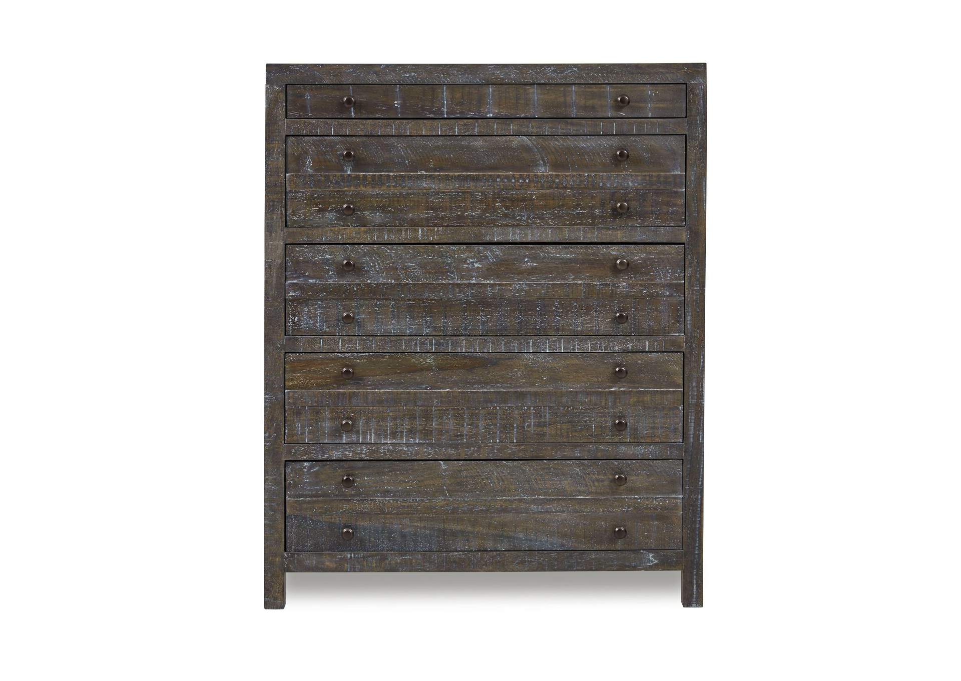 Townsend Solid Wood Five Drawer Chest In Gunmetal (2024) image 5