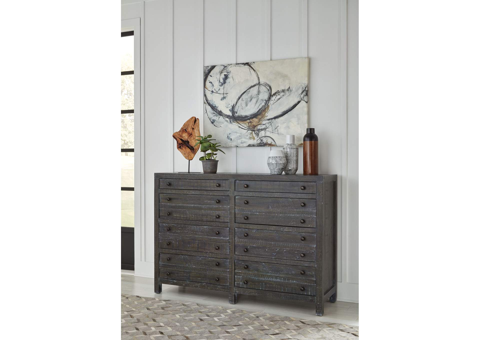 Townsend Solid Wood Eight Drawer Dresser In Gunmetal (2024) image 1