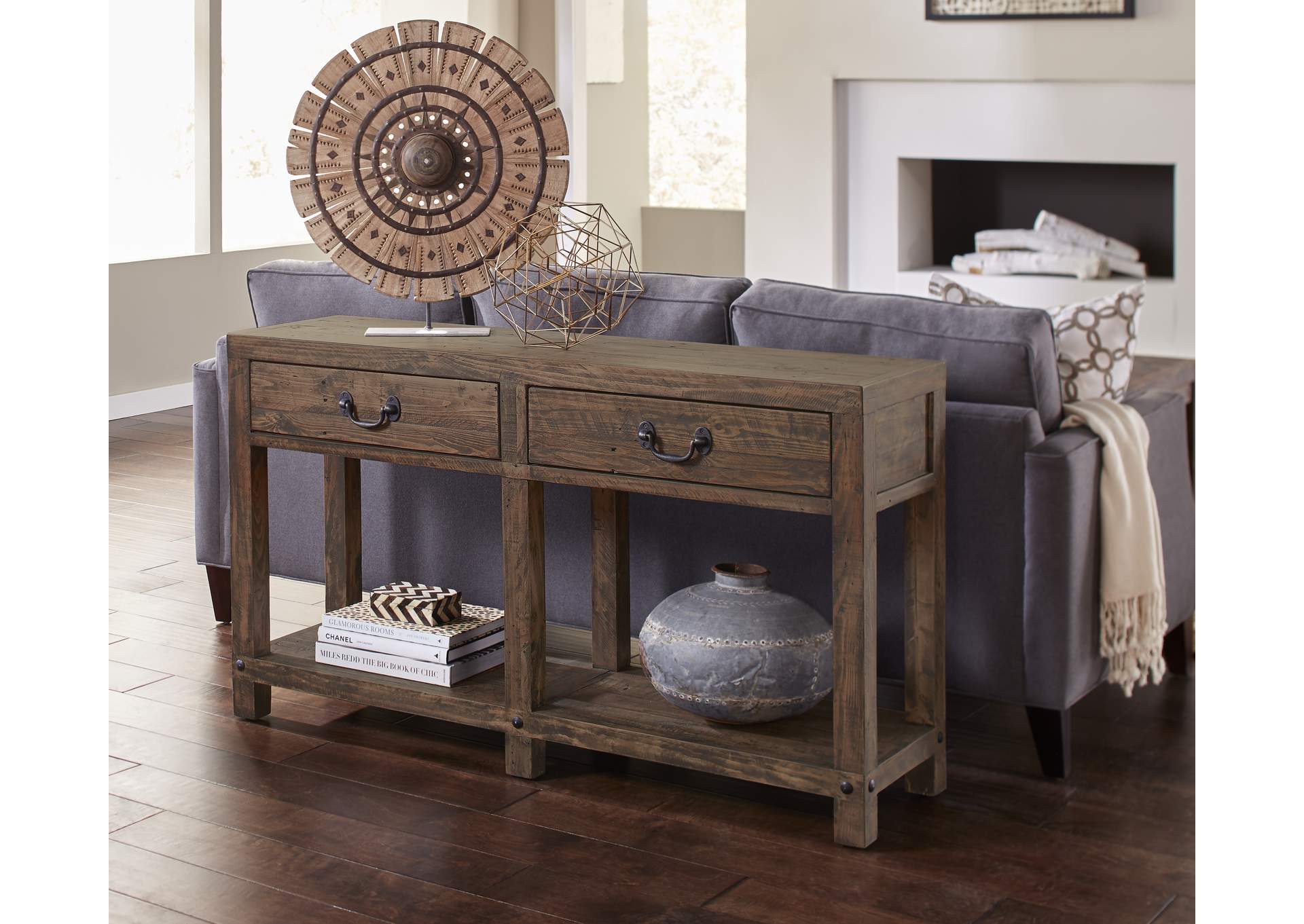 Craster Reclaimed Wood Console Table In Smoky Taupe image 1