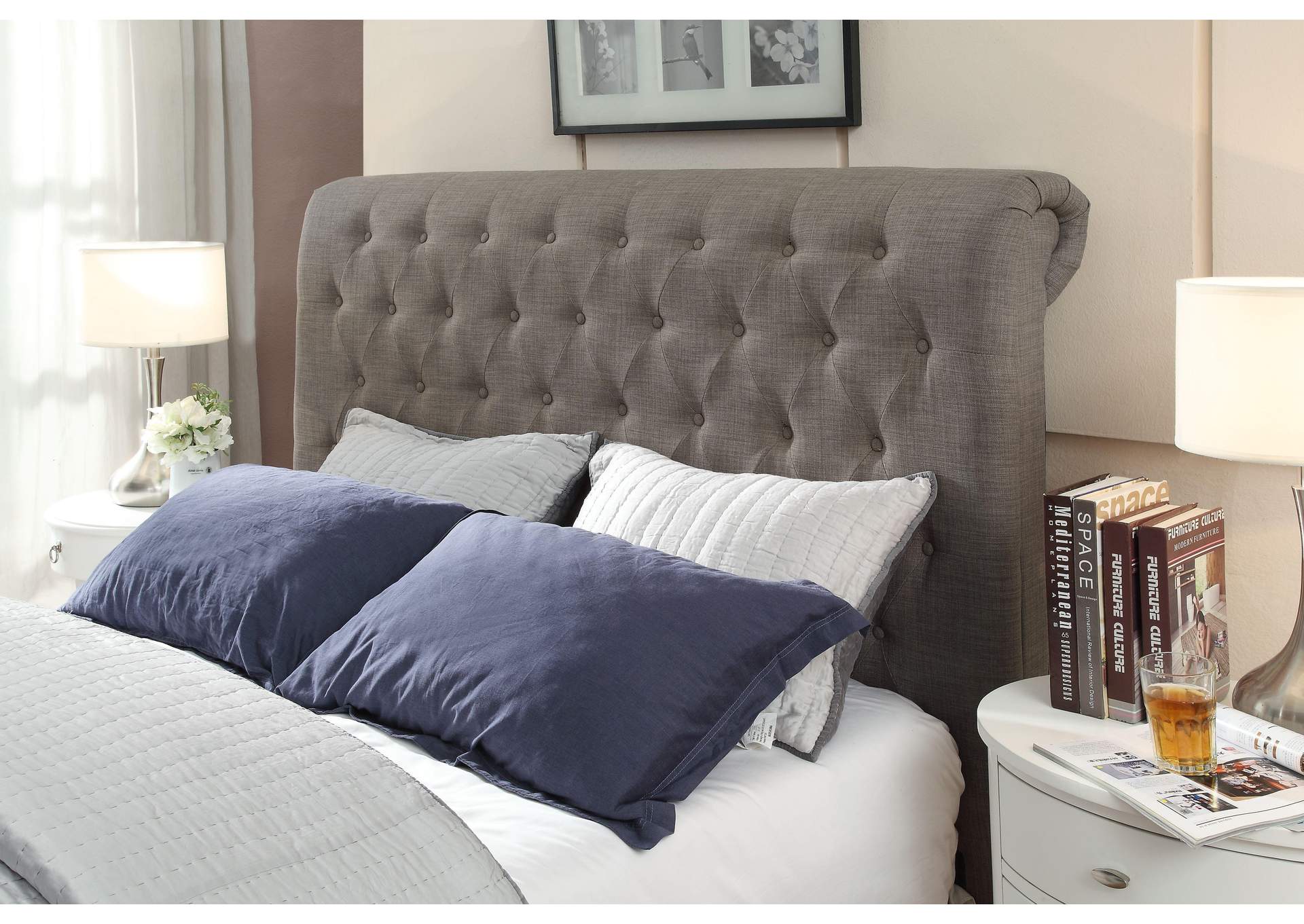 Royal Tufted Footboard Storage Bed In Dolphin Linen image 4
