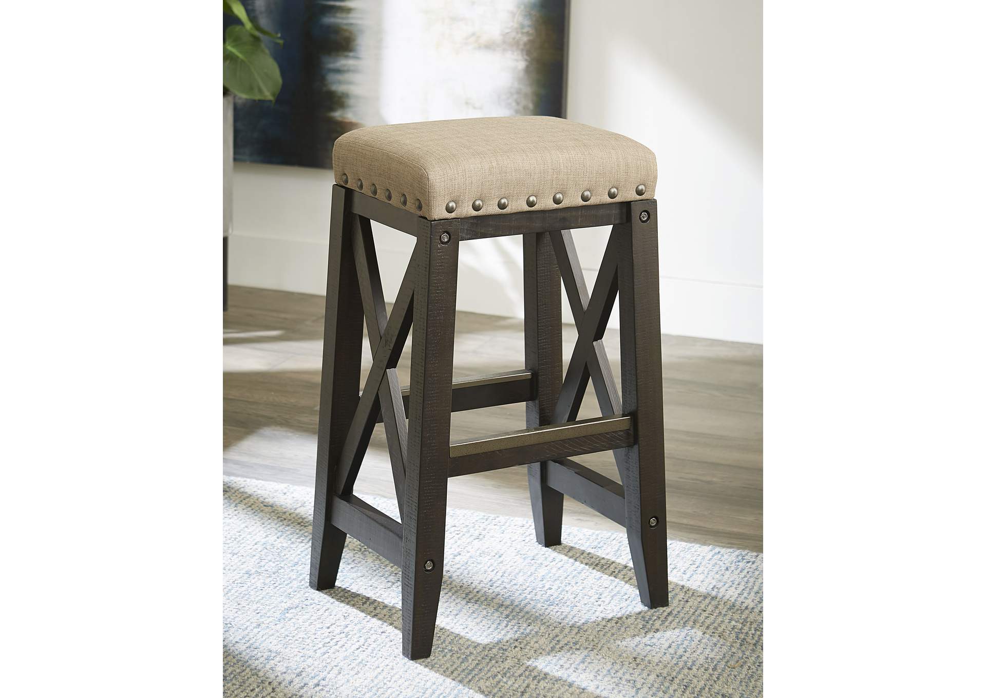 Yosemite Solid Wood Upholstered Bar Stool In Cafe image 1
