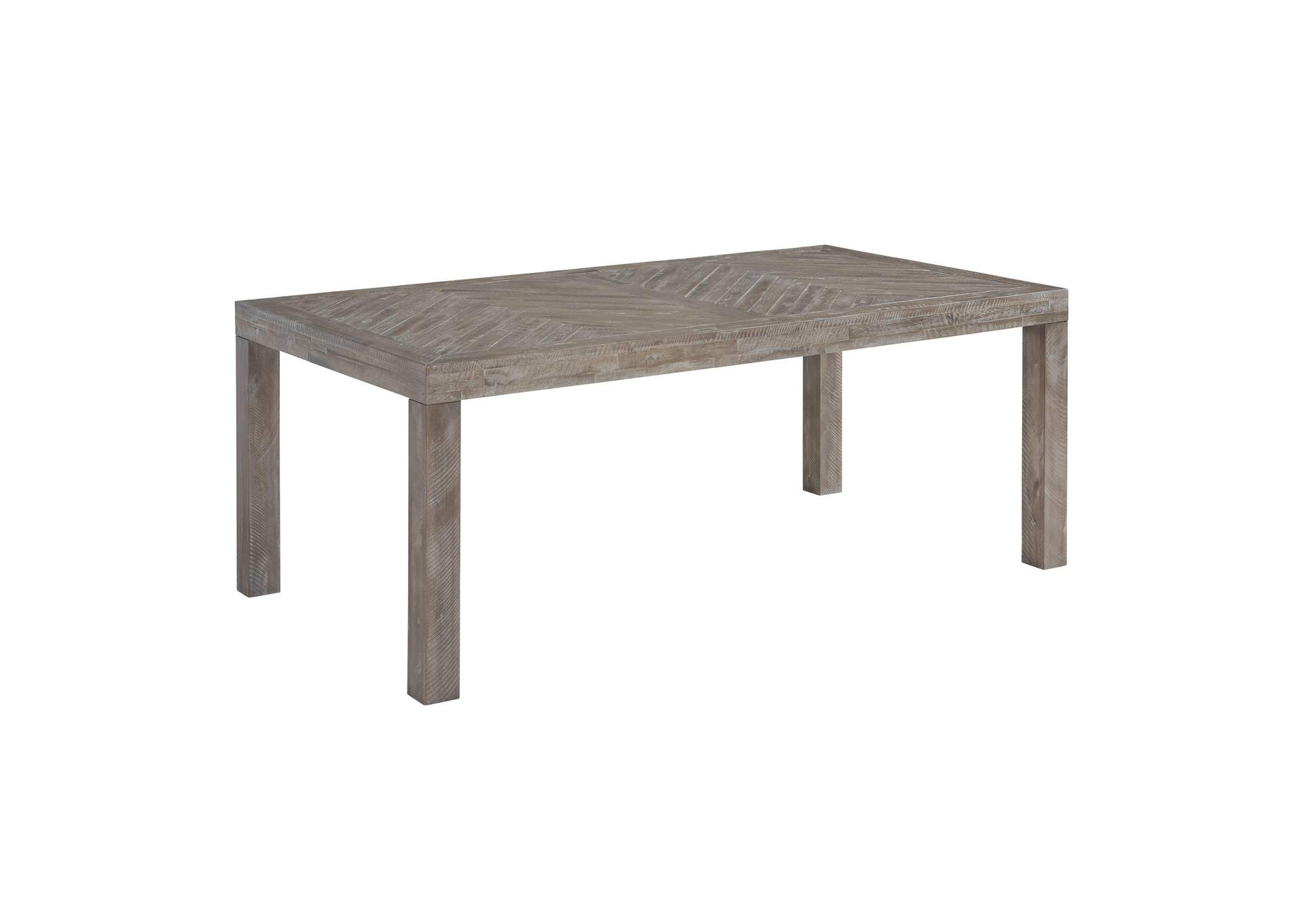 Herringbone Solid Wood Rectangular Dining Table In Rustic Latte image 5