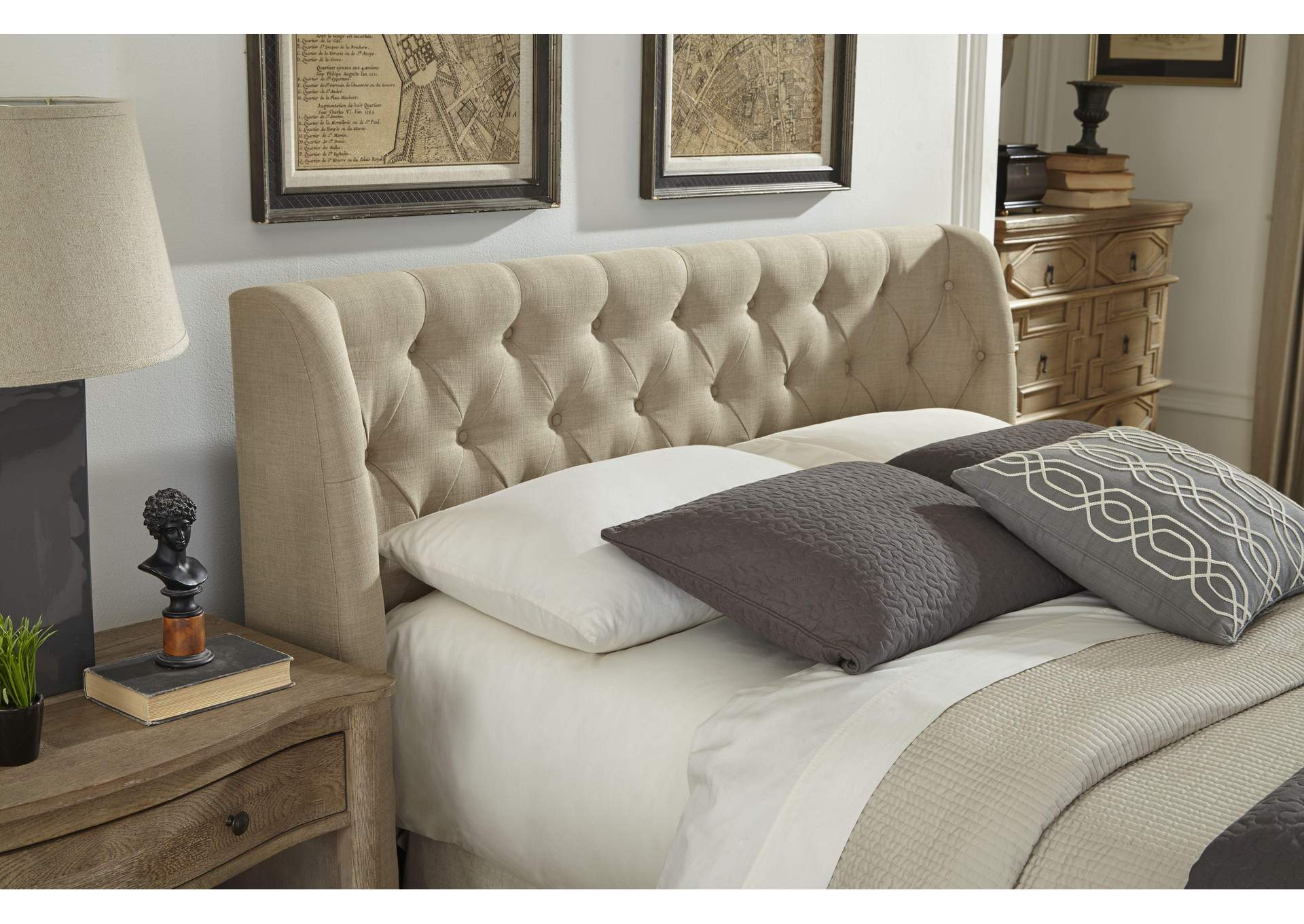 Levi Tufted Footboard Storage Bed In Toast Linen image 4