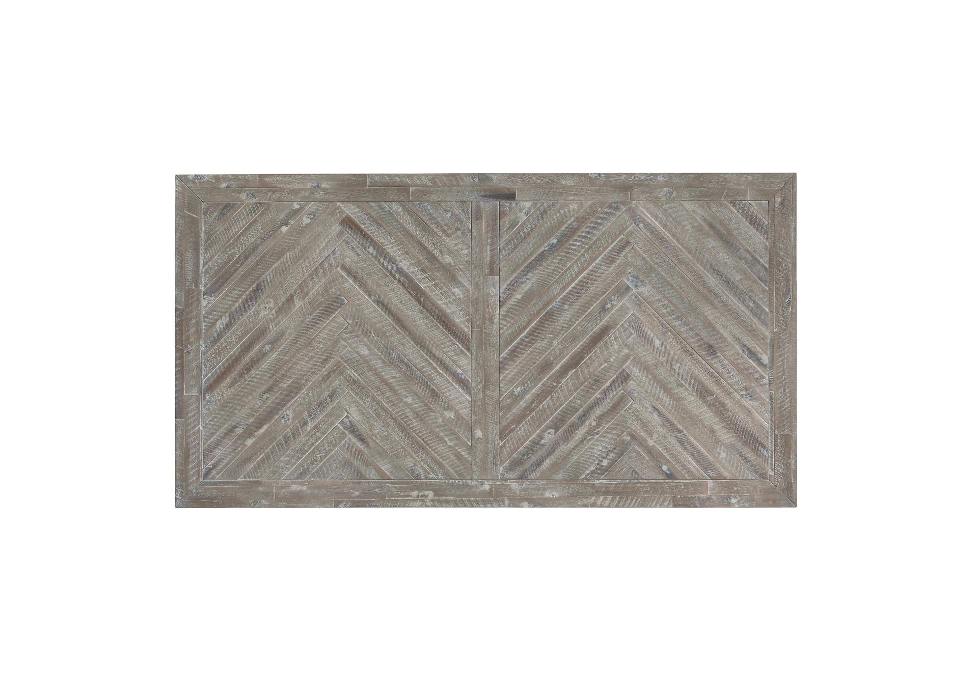 Herringbone Solid Wood Rectangular Dining Table In Rustic Latte image 7