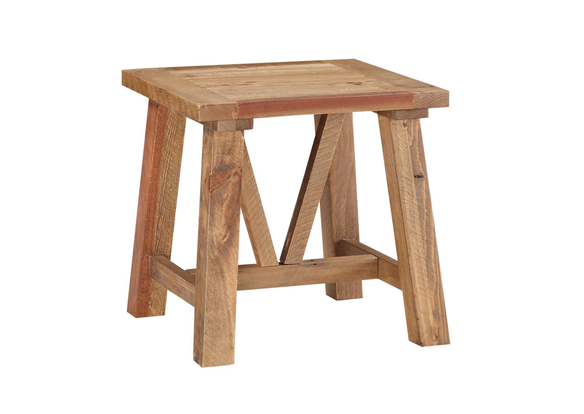 Harby Reclaimed Wood Square Side Table In Rustic Tawny image 4