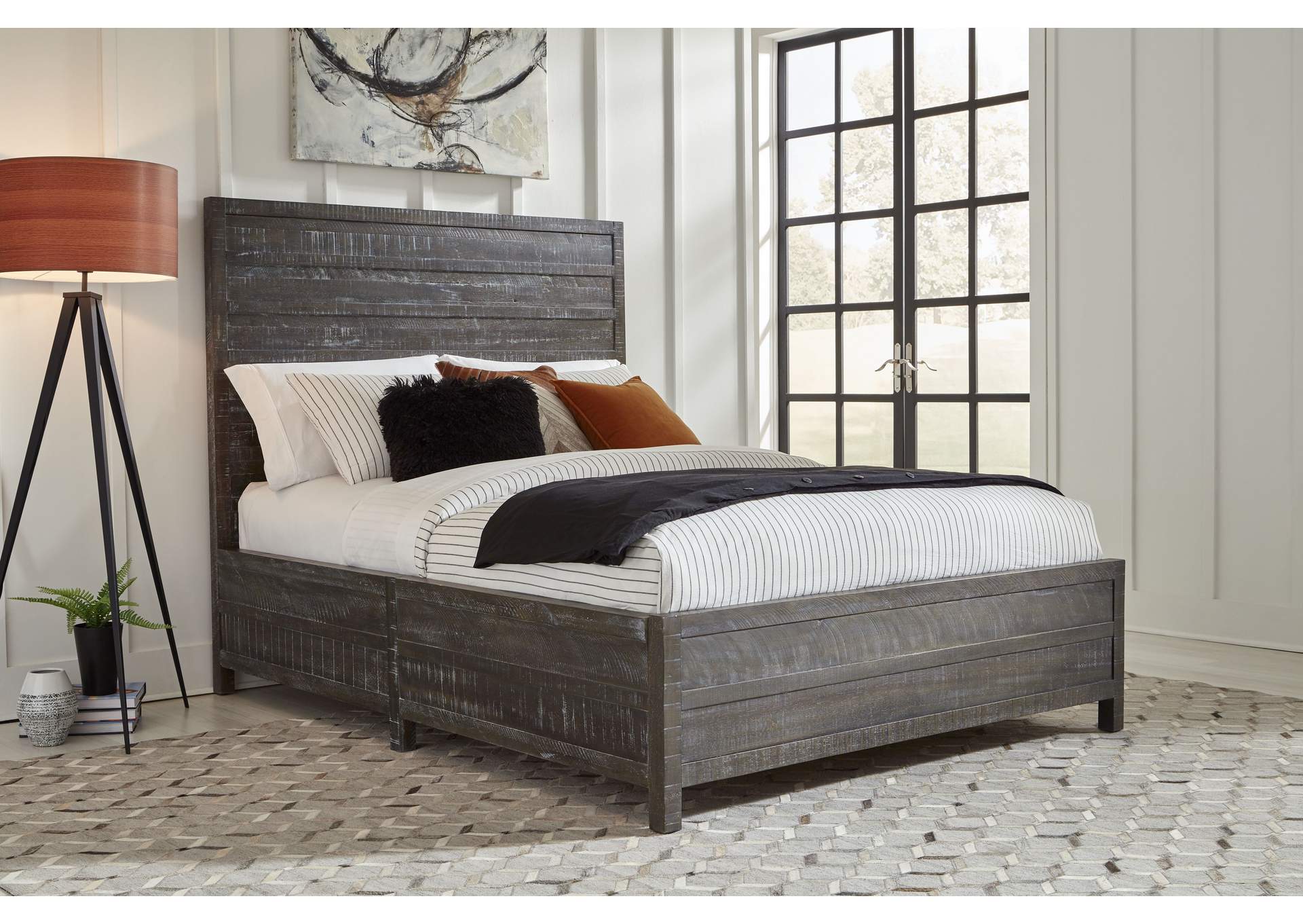 Townsend Solid Wood Low - Profile Bed In Gunmetal image 1