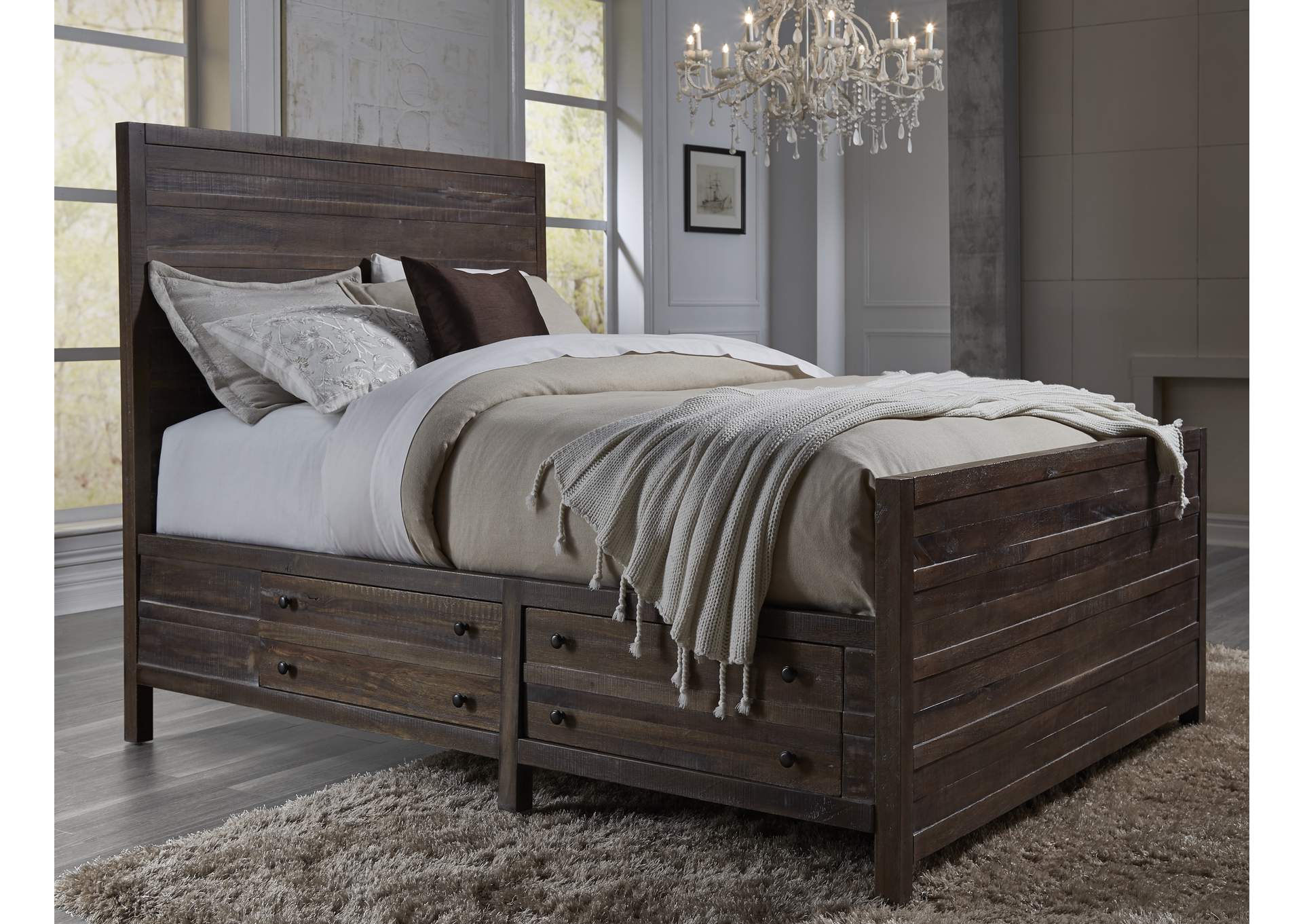 Townsend Solid Wood Storage Bed In Java image 1