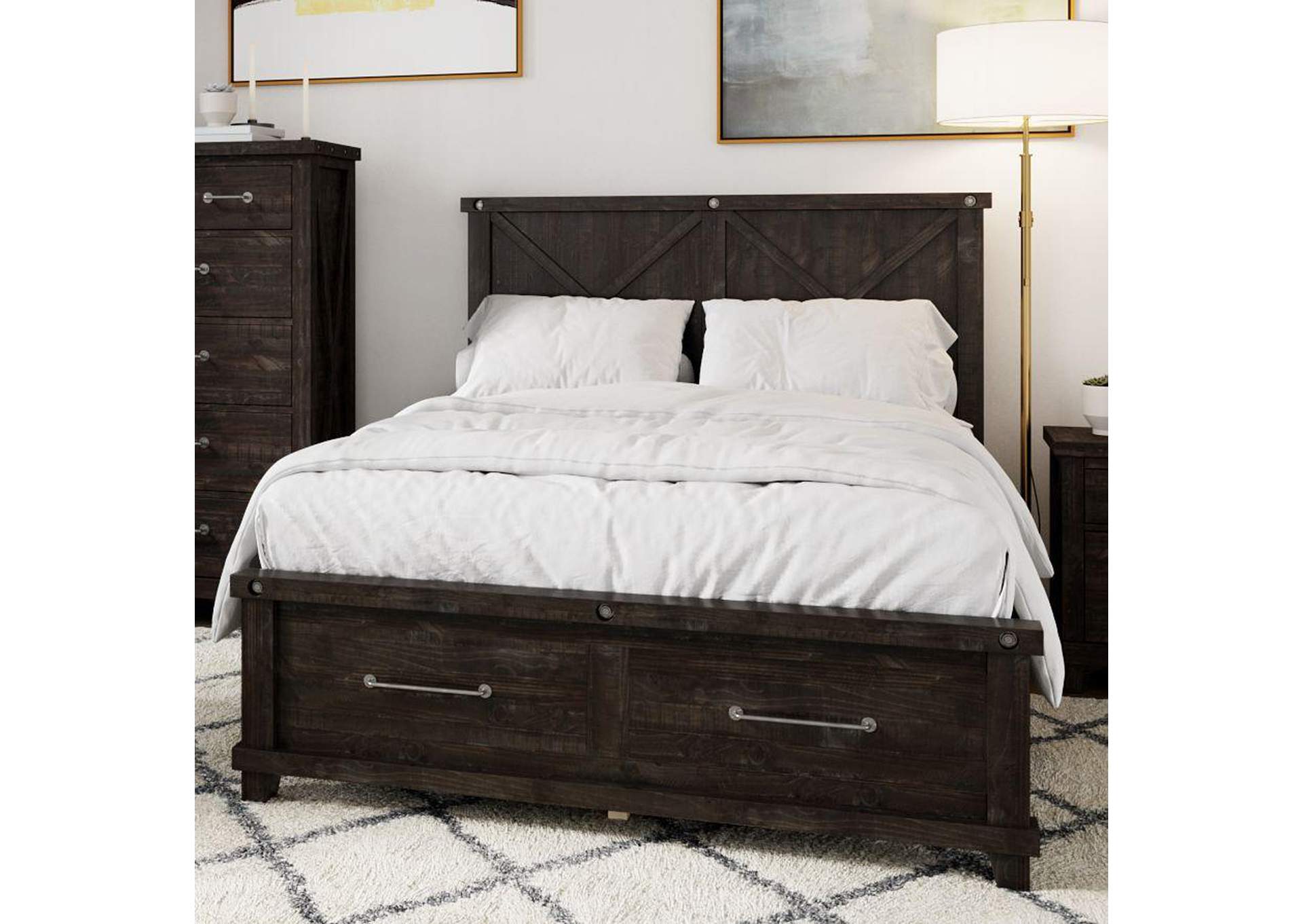 Yosemite Solid Wood Panel Bed In Cafe image 11
