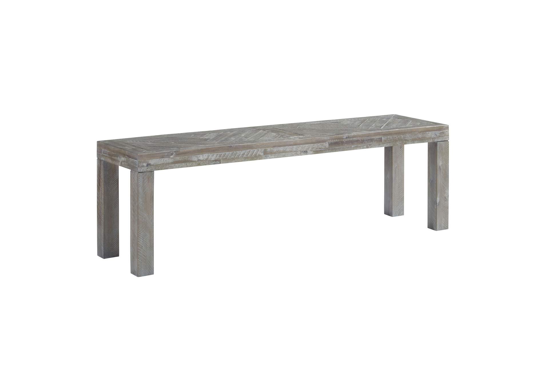 Herringbone Solid Wood Dining Bench In Rustic Latte image 4