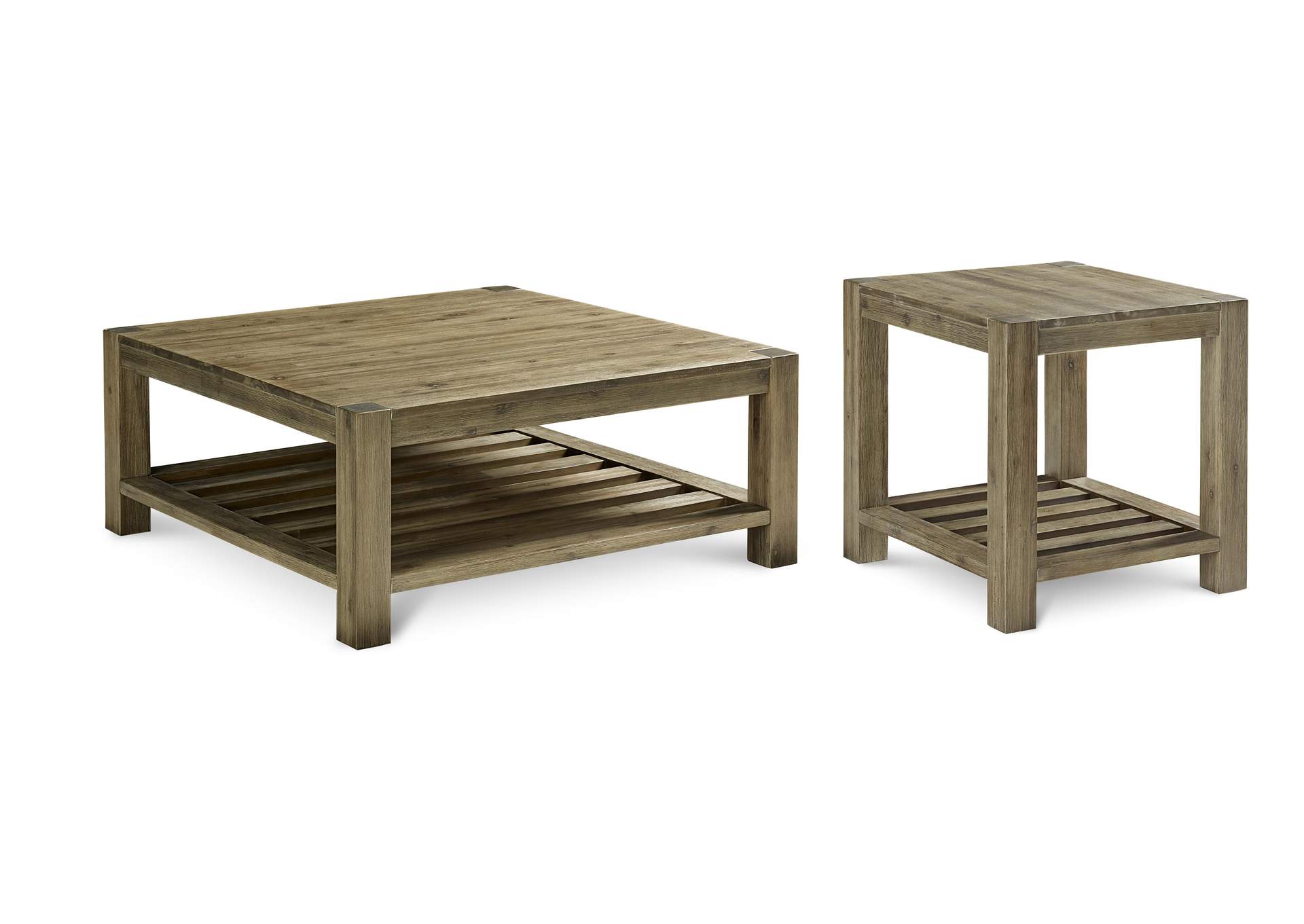 Canyon Solid Wood Square Coffee Table In Washed Grey image 7