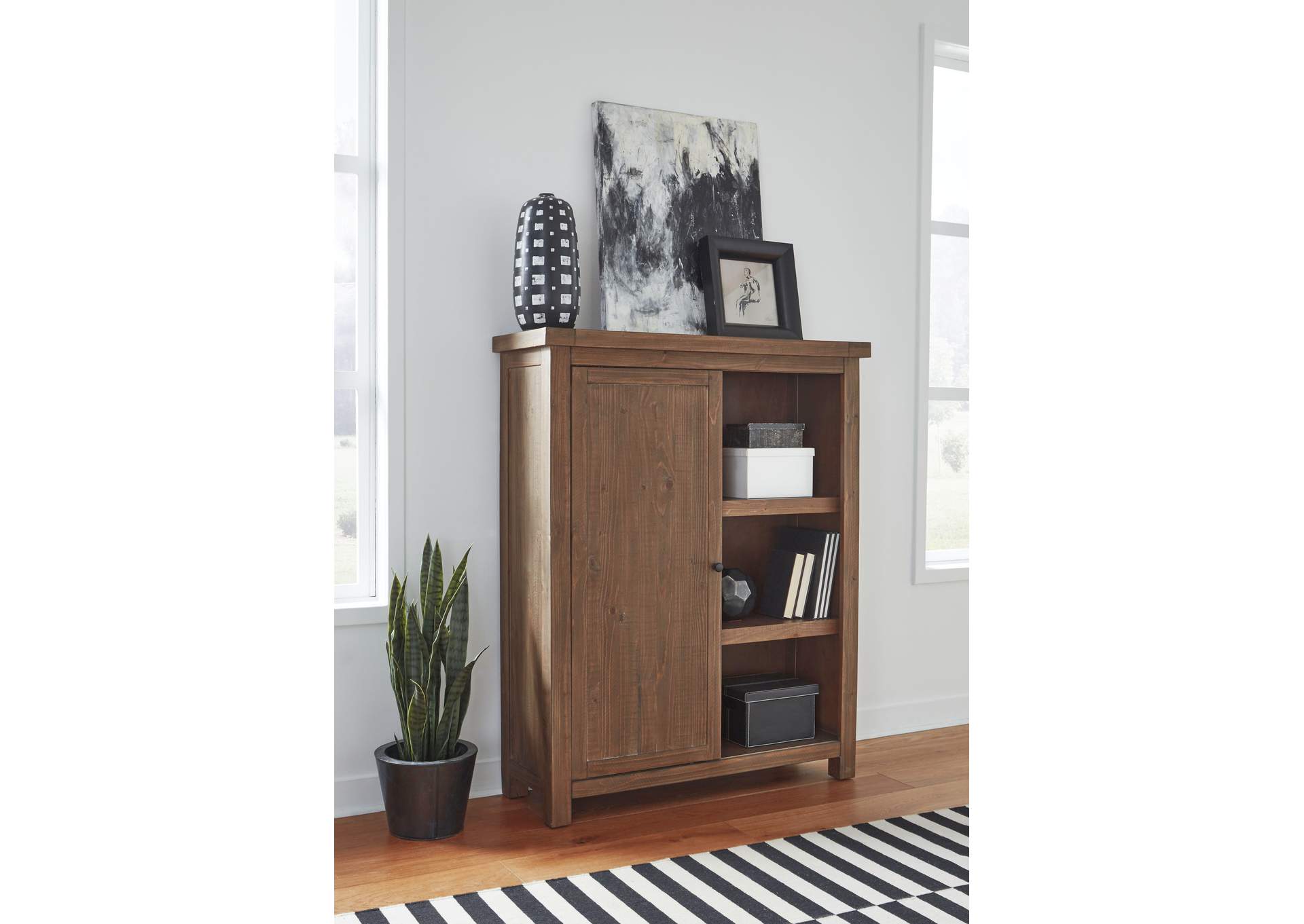 Autumn Sliding Door Bookcase In Flint Oak image 1