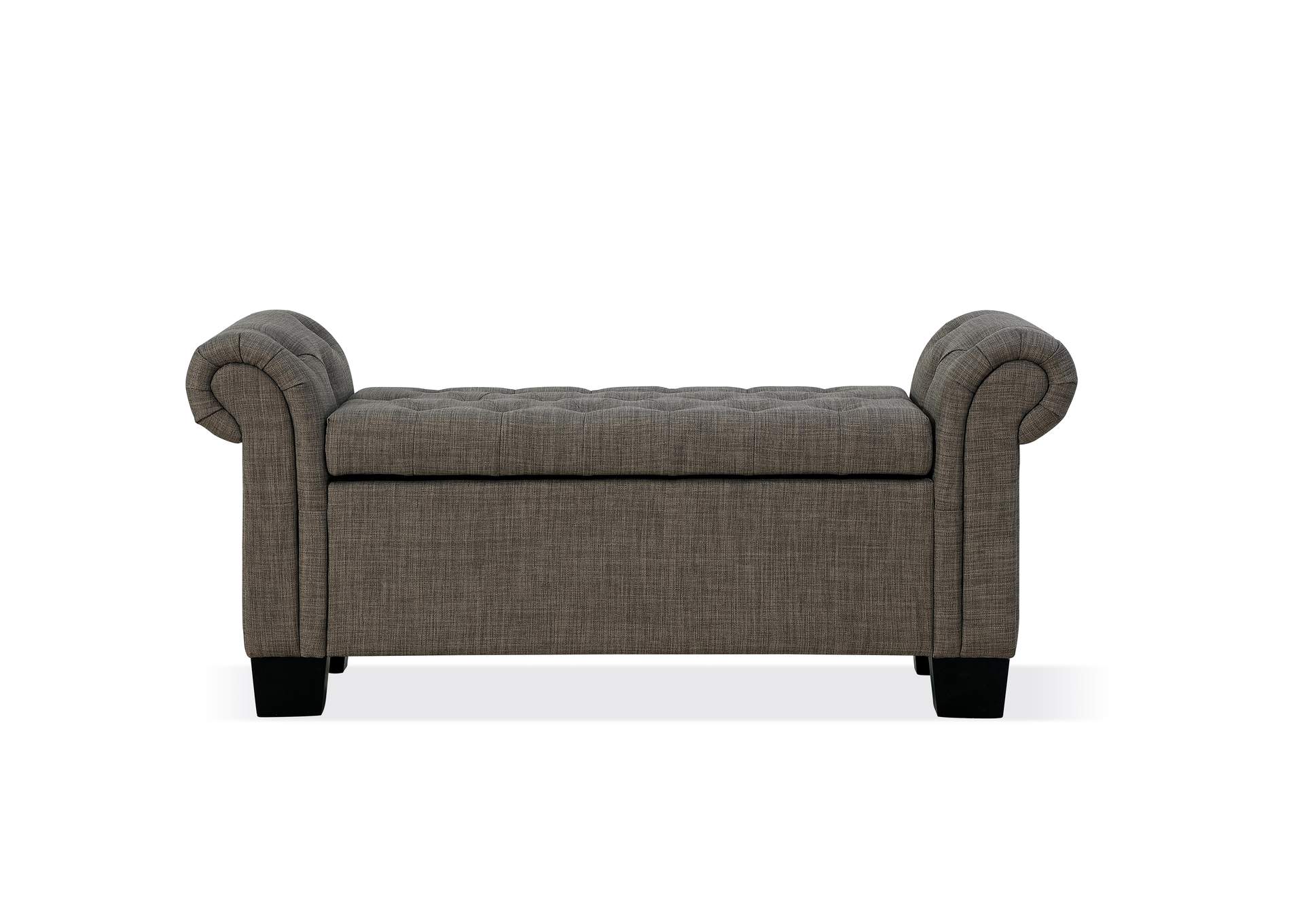 Royal Rolled Arm Storage Bench In Dolphin Linen image 8