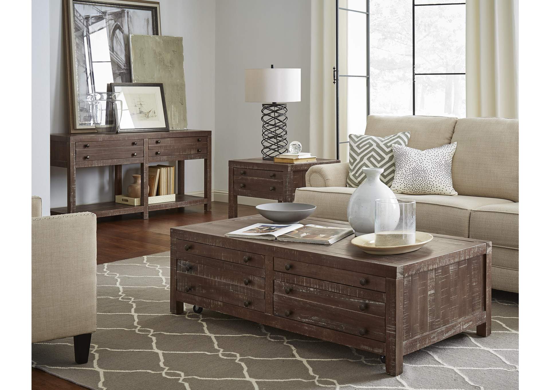 Townsend Solid Wood Castered Coffee Table In Java image 3