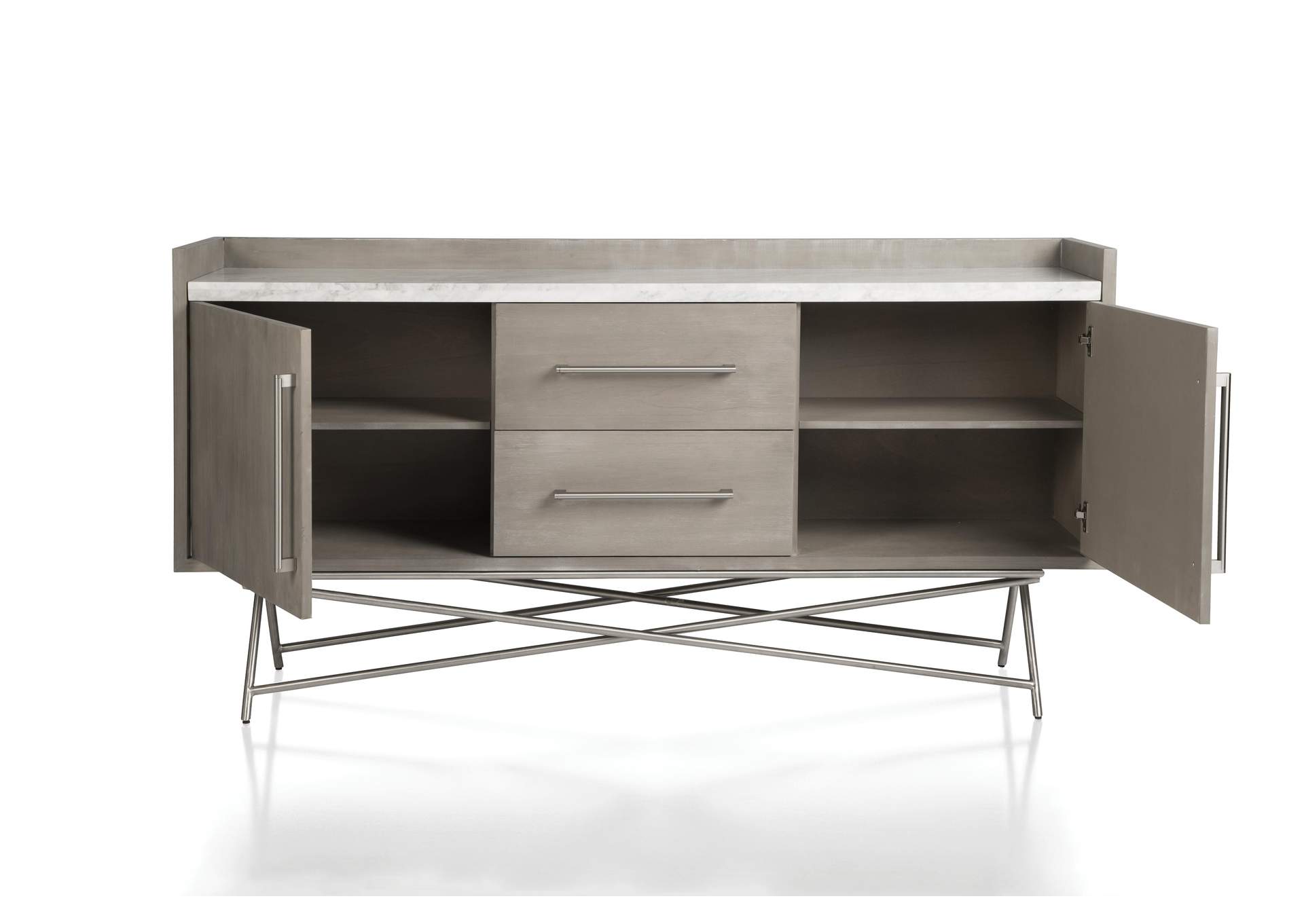 Coral Marble Top Rectangular Sideboard In Antique Grey