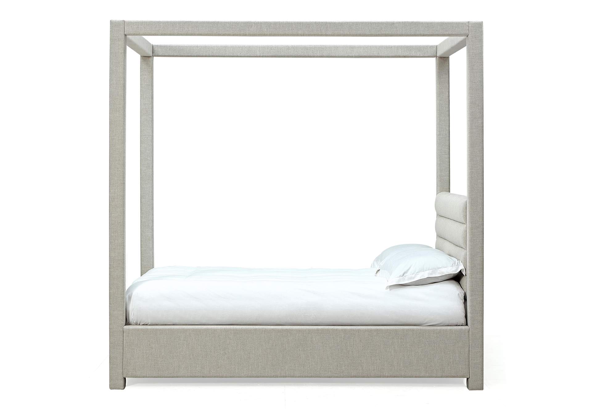 Rockford Upholstered Canopy Bed In Turtle Dove Linen