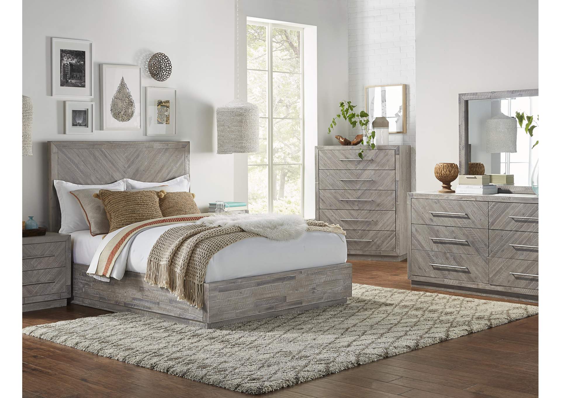 Alexandra Solid Wood Five Drawer Chest In Rustic Latte (2024) image 3