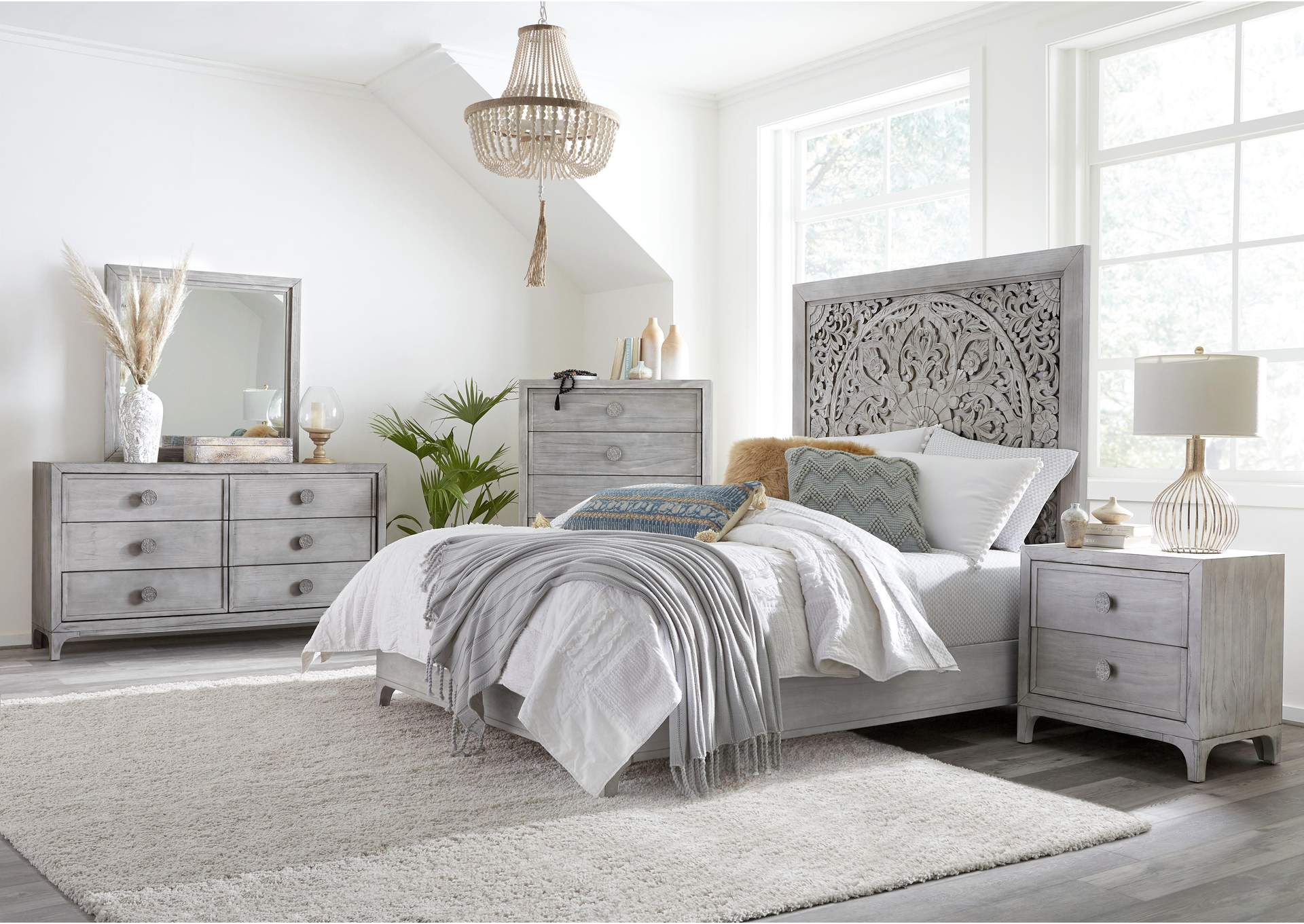 Boho Chic Six - Drawer Dresser In Washed White (2024)
