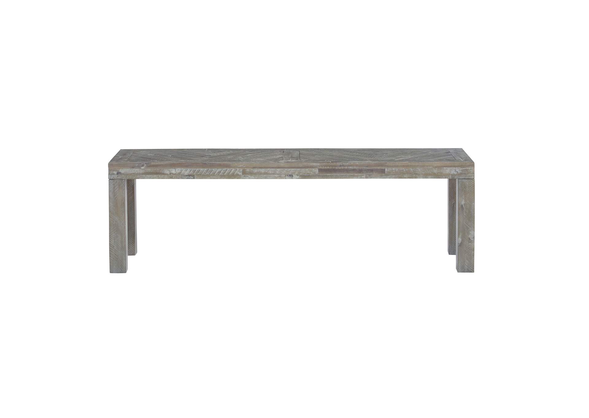 Herringbone Solid Wood Dining Bench In Rustic Latte image 5