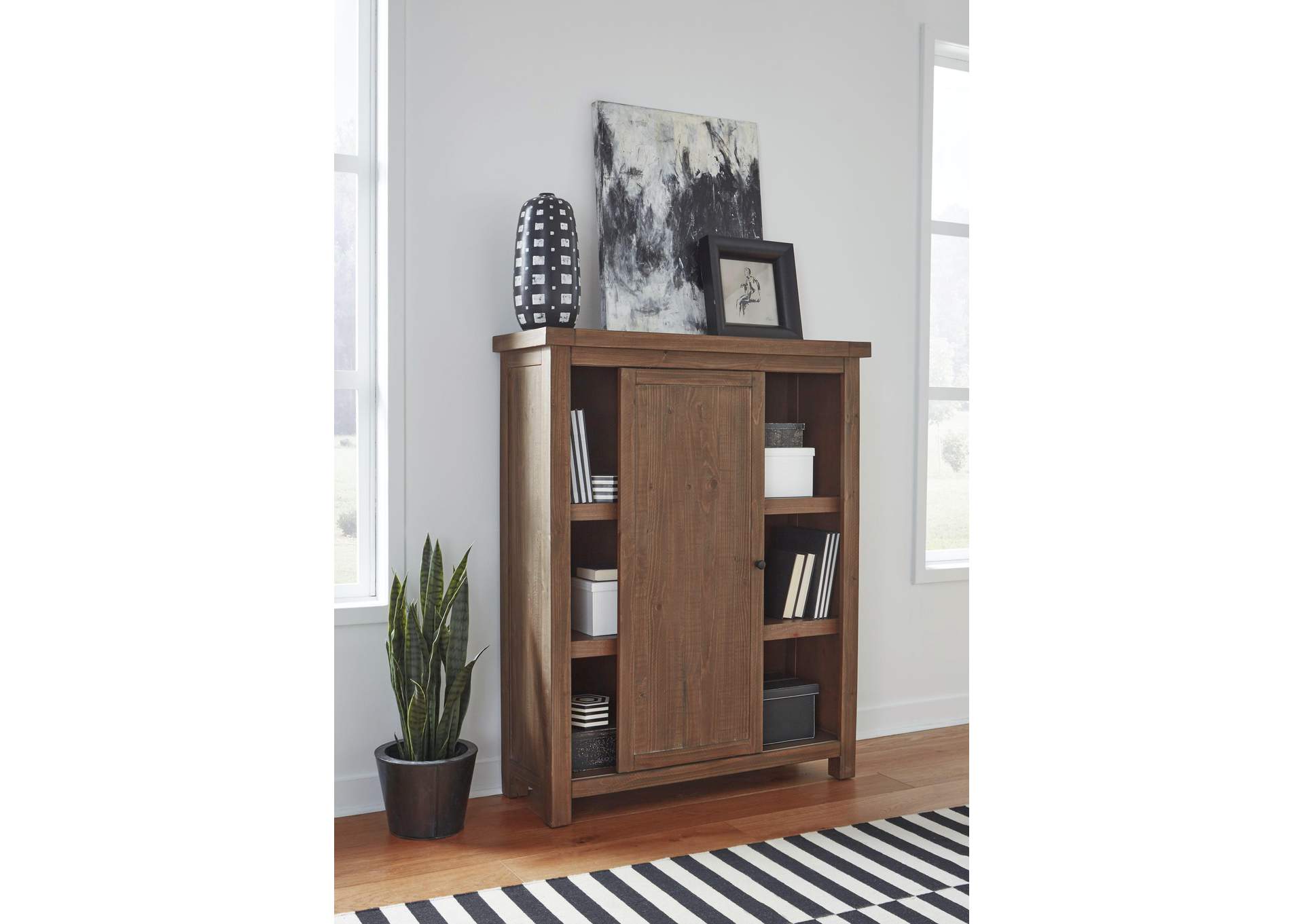 Autumn Sliding Door Bookcase In Flint Oak image 3