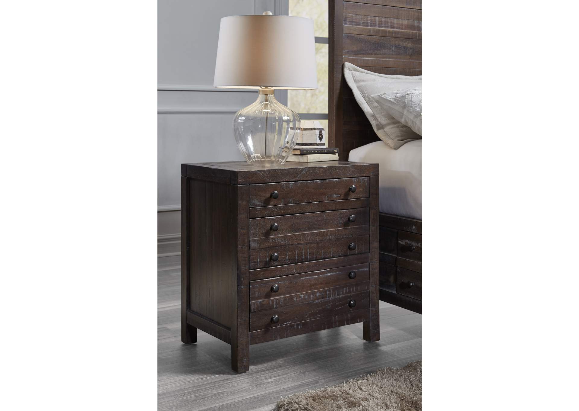 Townsend Three Drawer Solid Wood Nightstand In Java image 1