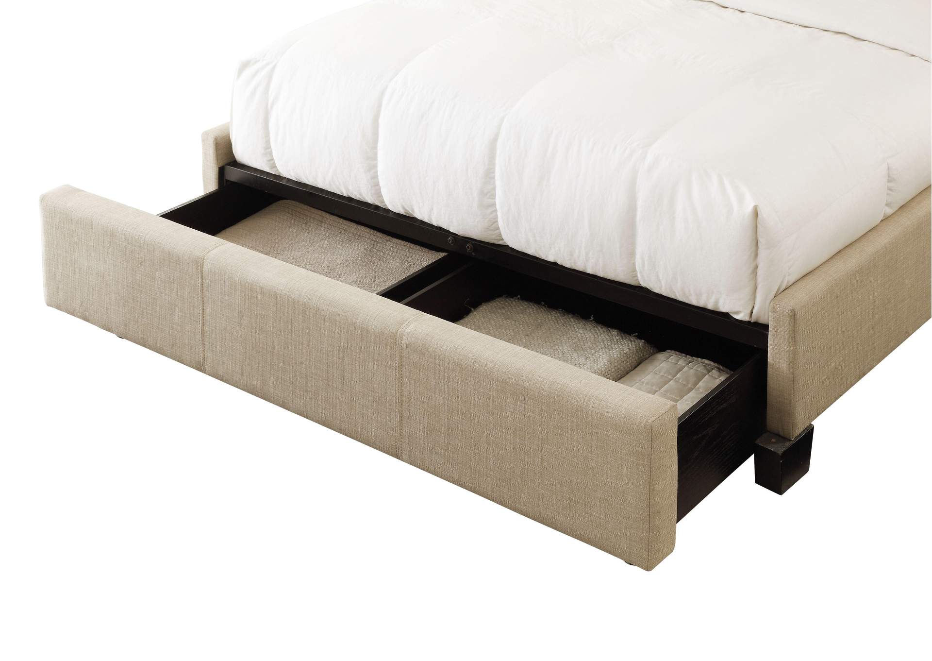Levi Tufted Footboard Storage Bed In Toast Linen image 9