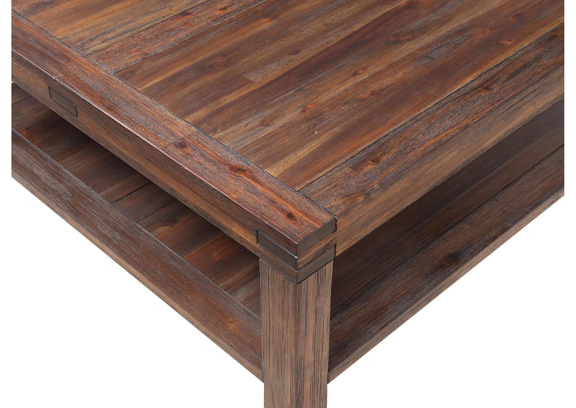 Meadow Solid Wood Square Coffee Table In Brick Brown