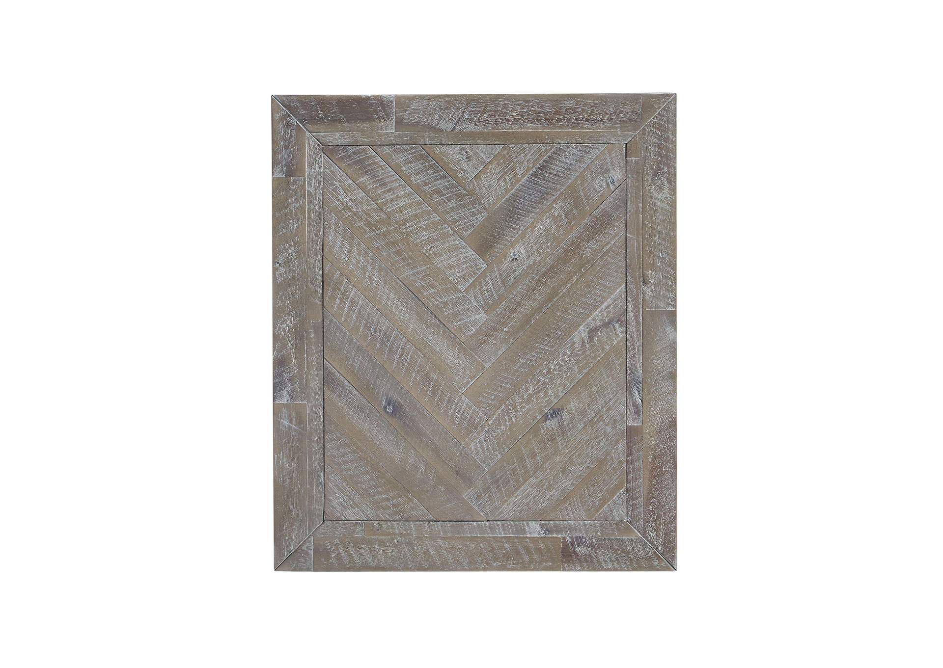 Herringbone Solid Wood One Drawer End Table In Rustic Latte image 6