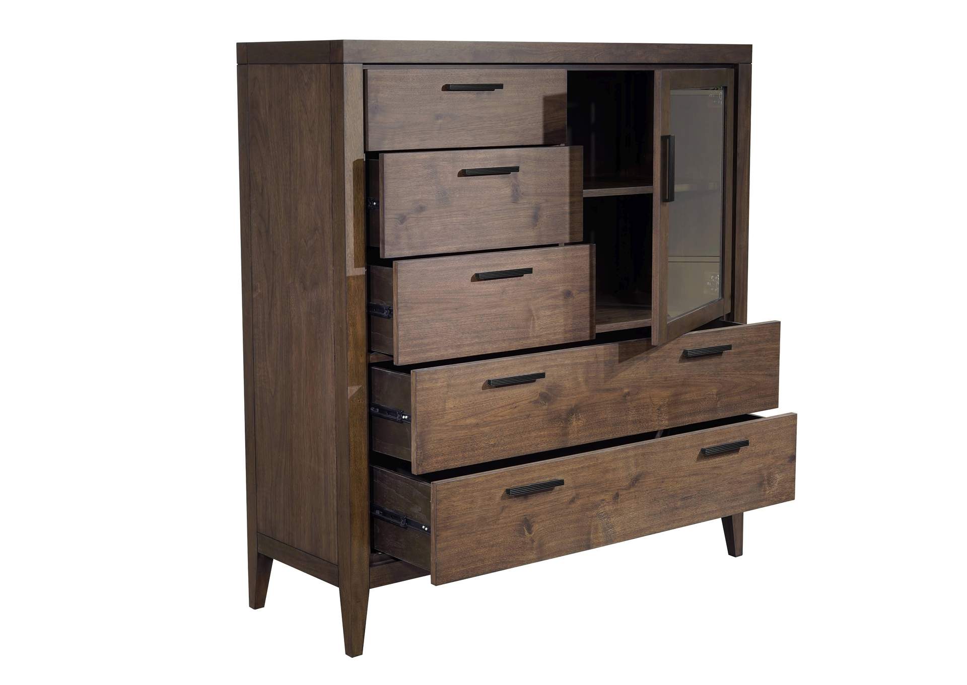 Boracay Five Drawer One Door Walnut Sweater Chest In Wild Oats Brown (2024) image 3