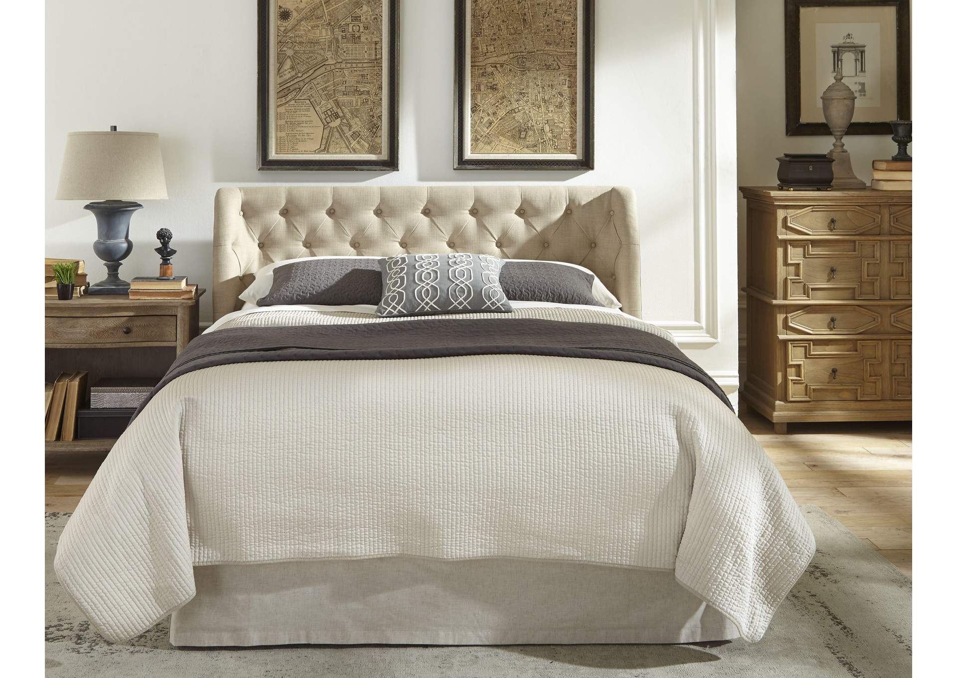 Levi Tufted Footboard Storage Bed In Toast Linen image 3