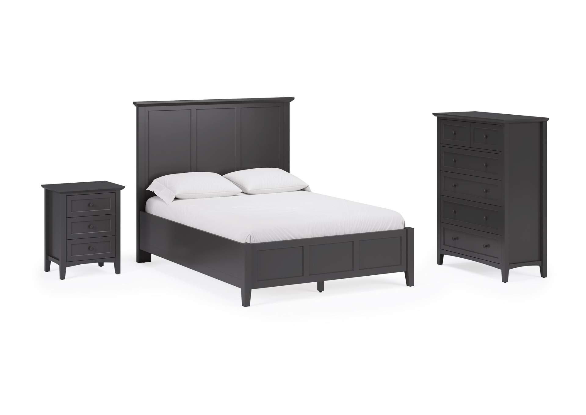 Grace Three Panel Bed In Raven Black