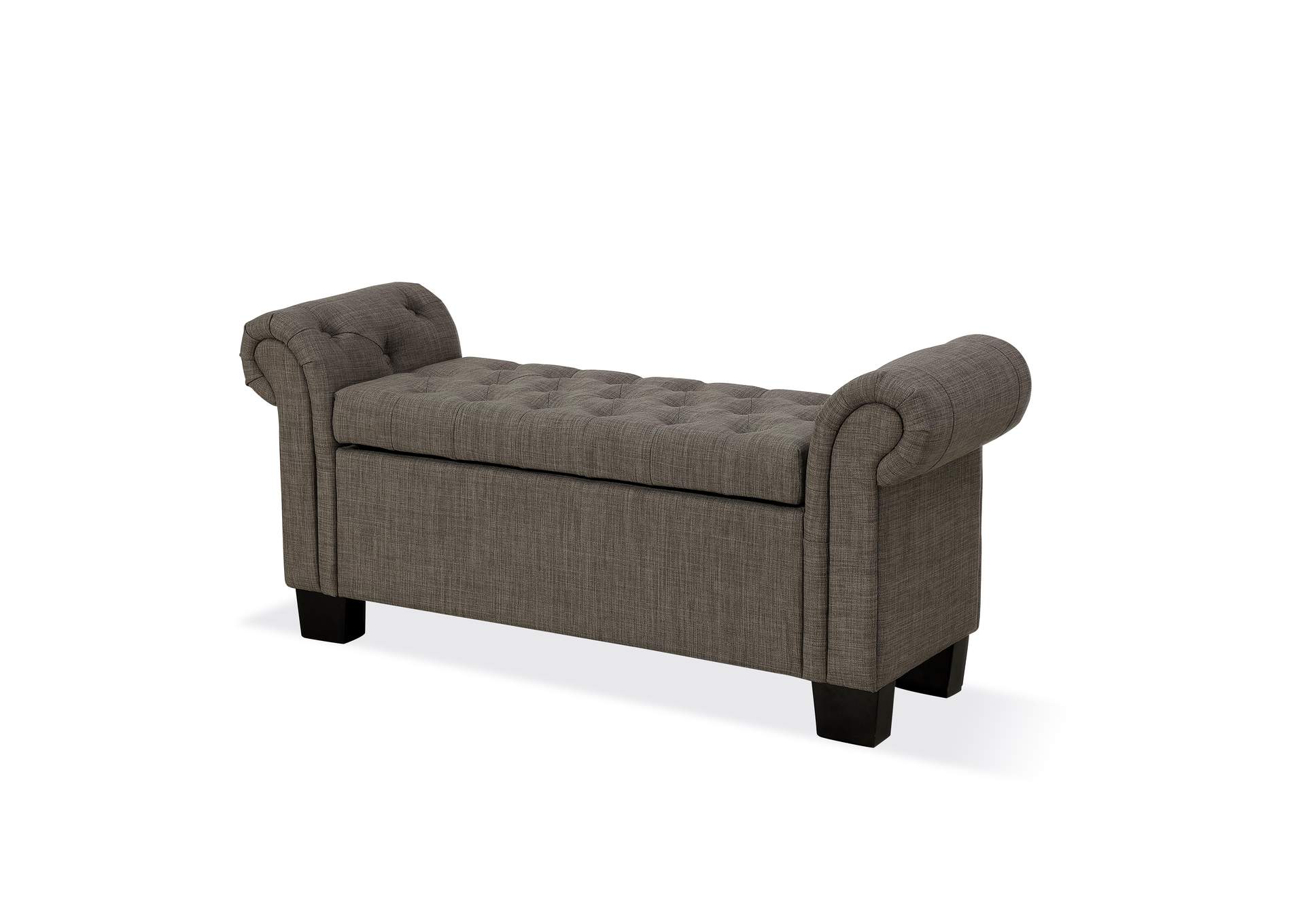 Royal Rolled Arm Storage Bench In Dolphin Linen image 6