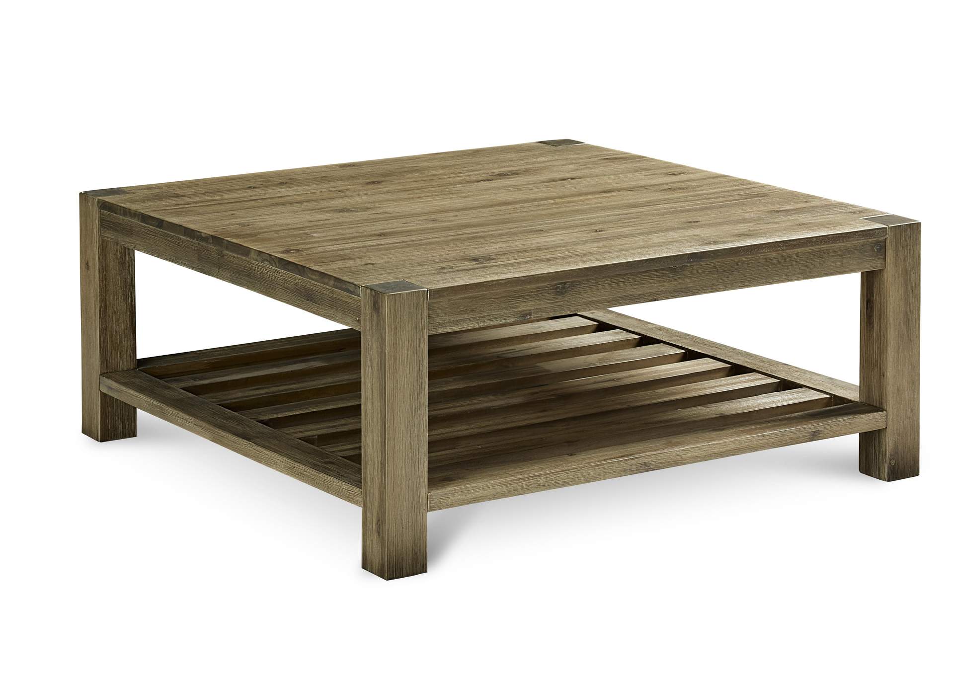 Canyon Solid Wood Square Coffee Table In Washed Grey image 6
