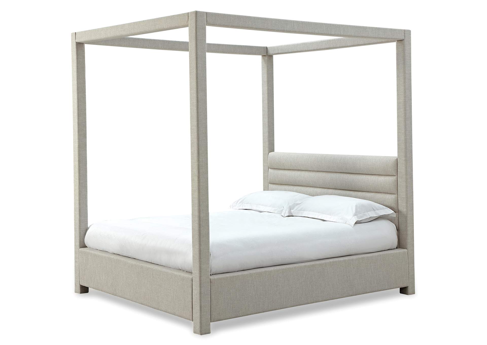 Rockford Upholstered Canopy Bed In Turtle Dove Linen