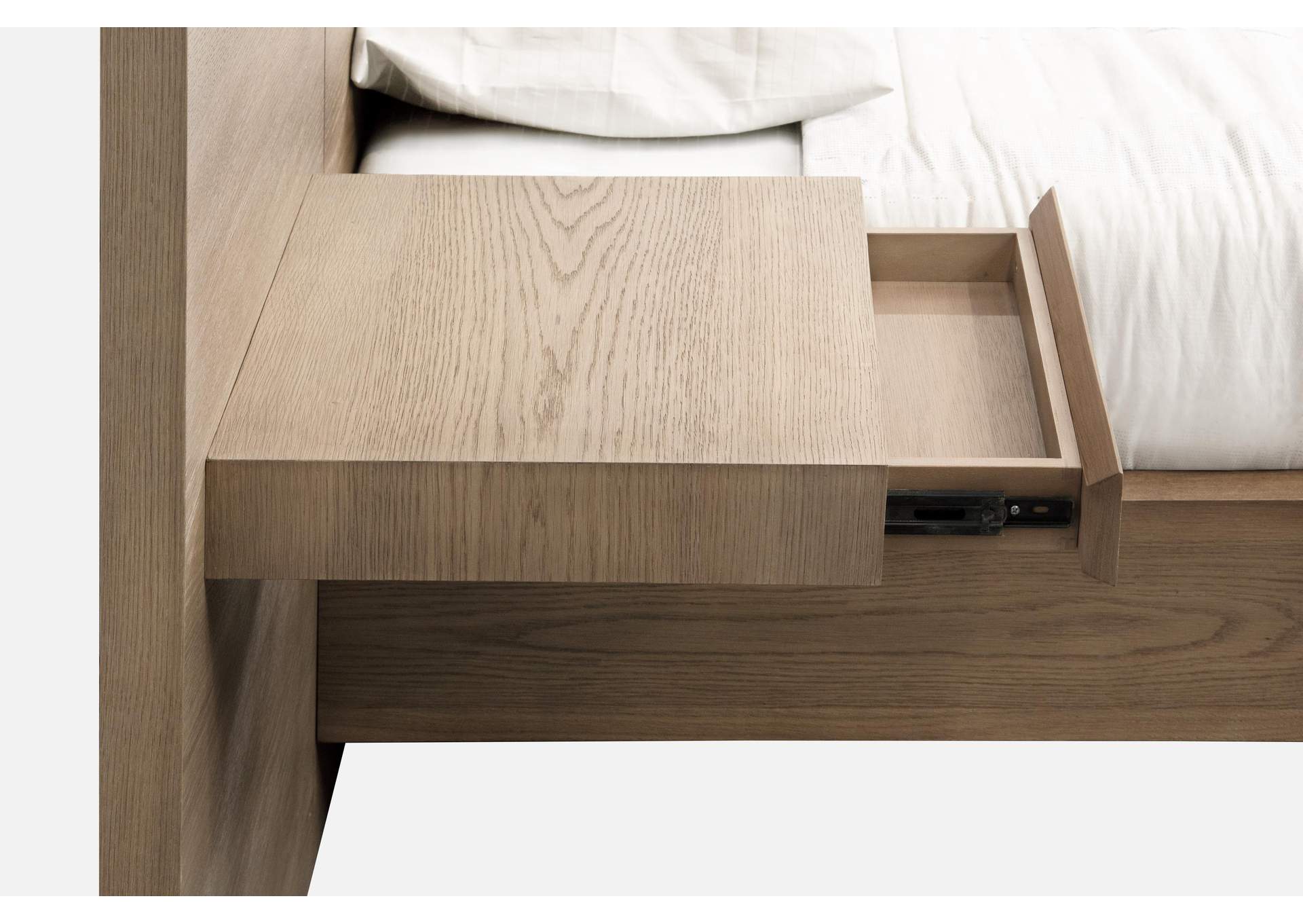 One Coastal Modern Live Edge Wall Bed With Floating Nightstands In Bisque